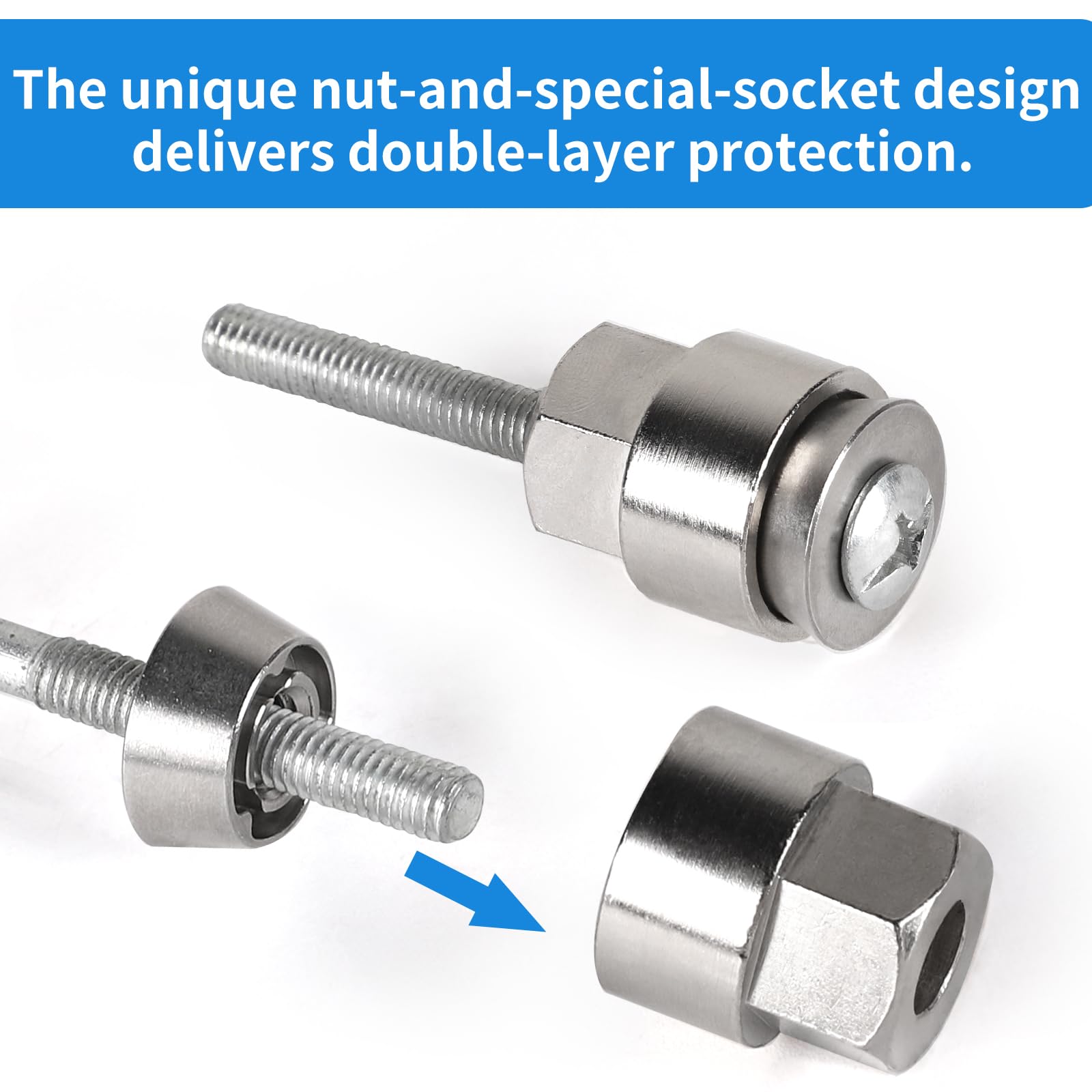 DBREAKS Ecrou Antivol M8, Écrou en Acier Inoxydable - Forme spéciale, Ecrous Antivol de Sécurité pour Tente de Toit, Porte-vélos, Motos, Système Solaire, pour Voiture et Maison, Argent