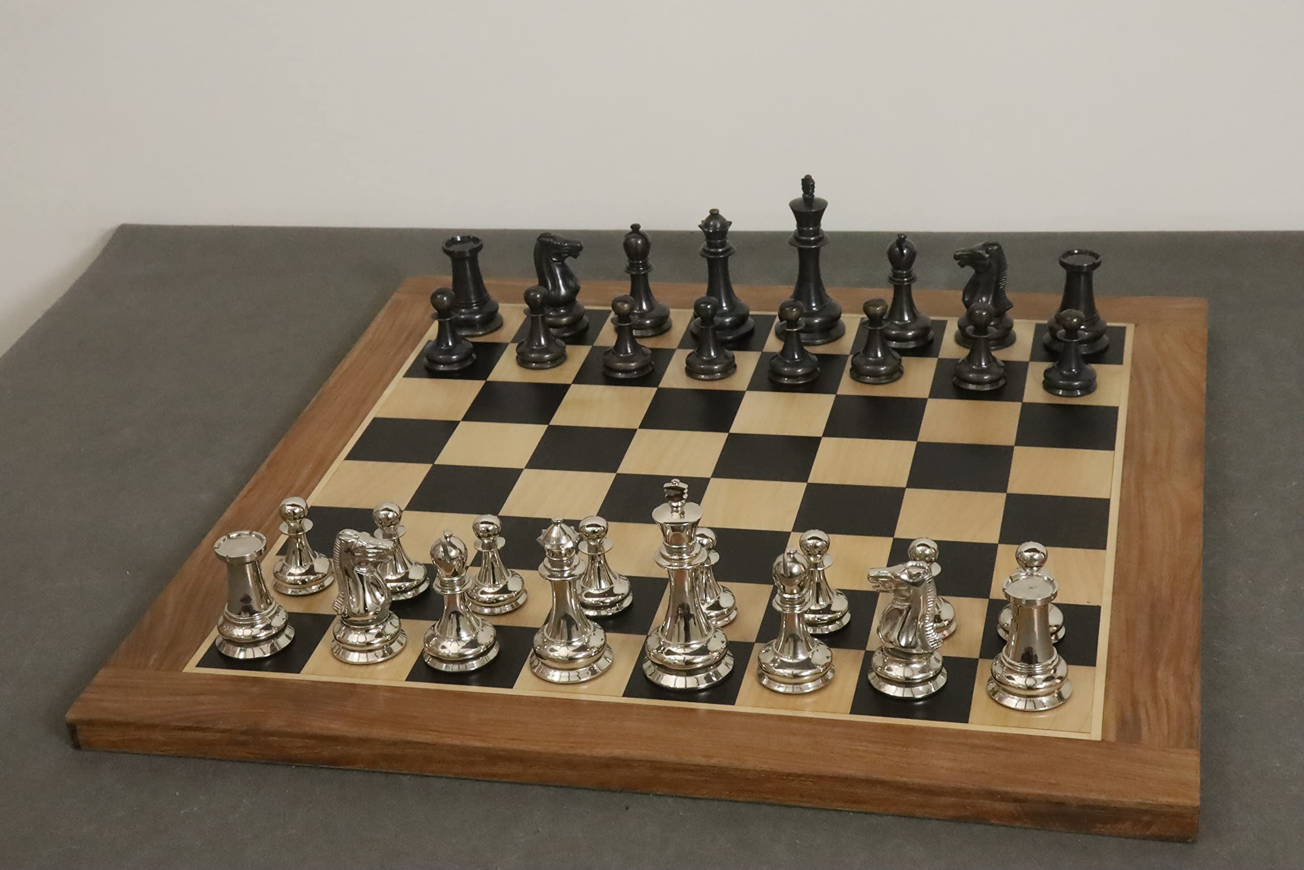 Royal Chess Mall - 25" Large Players' Drueke Style Ebony Wood & Maple Chessboard - 65 mm square