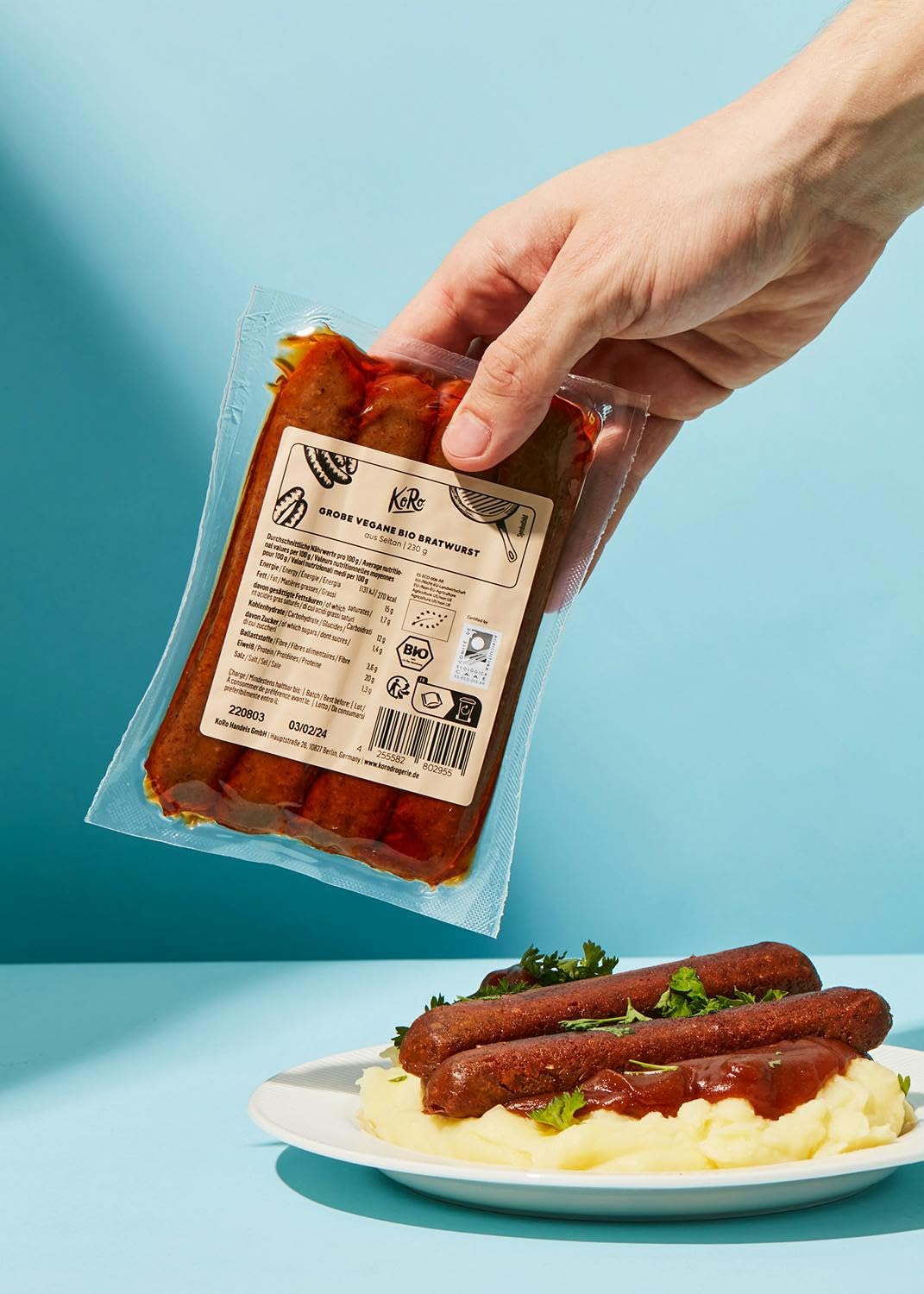 KoRo Grobe vegane Bio Bratwurst 230 g Grillen