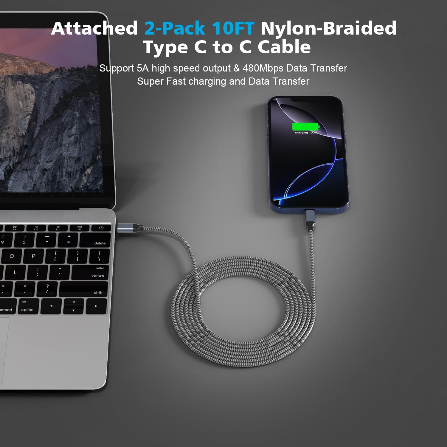 Confezione da 2 cavi di ricarica super veloci Samsung da 45 W, tipo C, 3 m, con USB C e caricabatterie Samsung, 3 m, cavo USB C-C per Sam sung Galaxy S25/S24+/Ultra/S22/S21/S20, iPhone17 Air/16/15 Pro