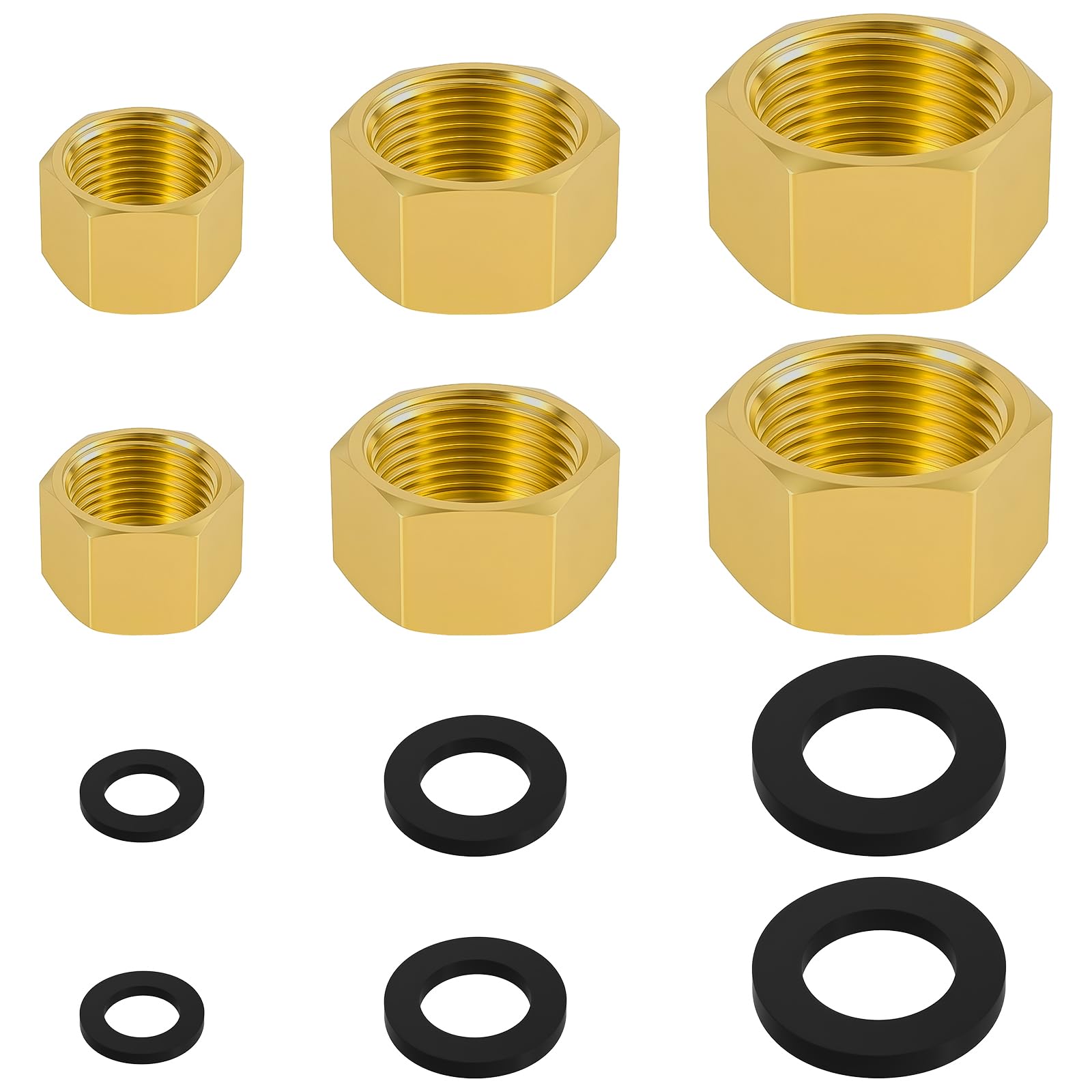 Amazon.com: 6 PCS Brass Pipe Caps with Rubber Gaskets - Hex
