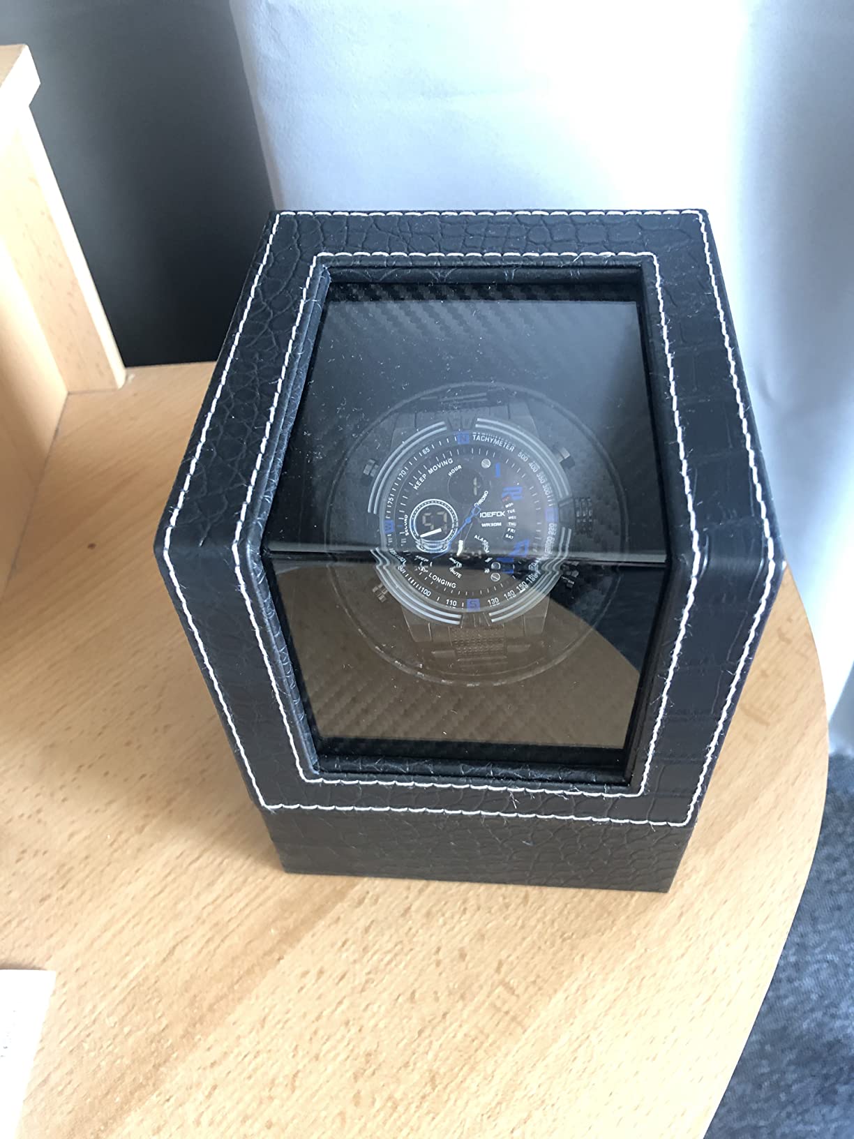 GEEBOX Automatische Uhrenbeweger Box, Uhrenbeweger für 1 Uhren mit