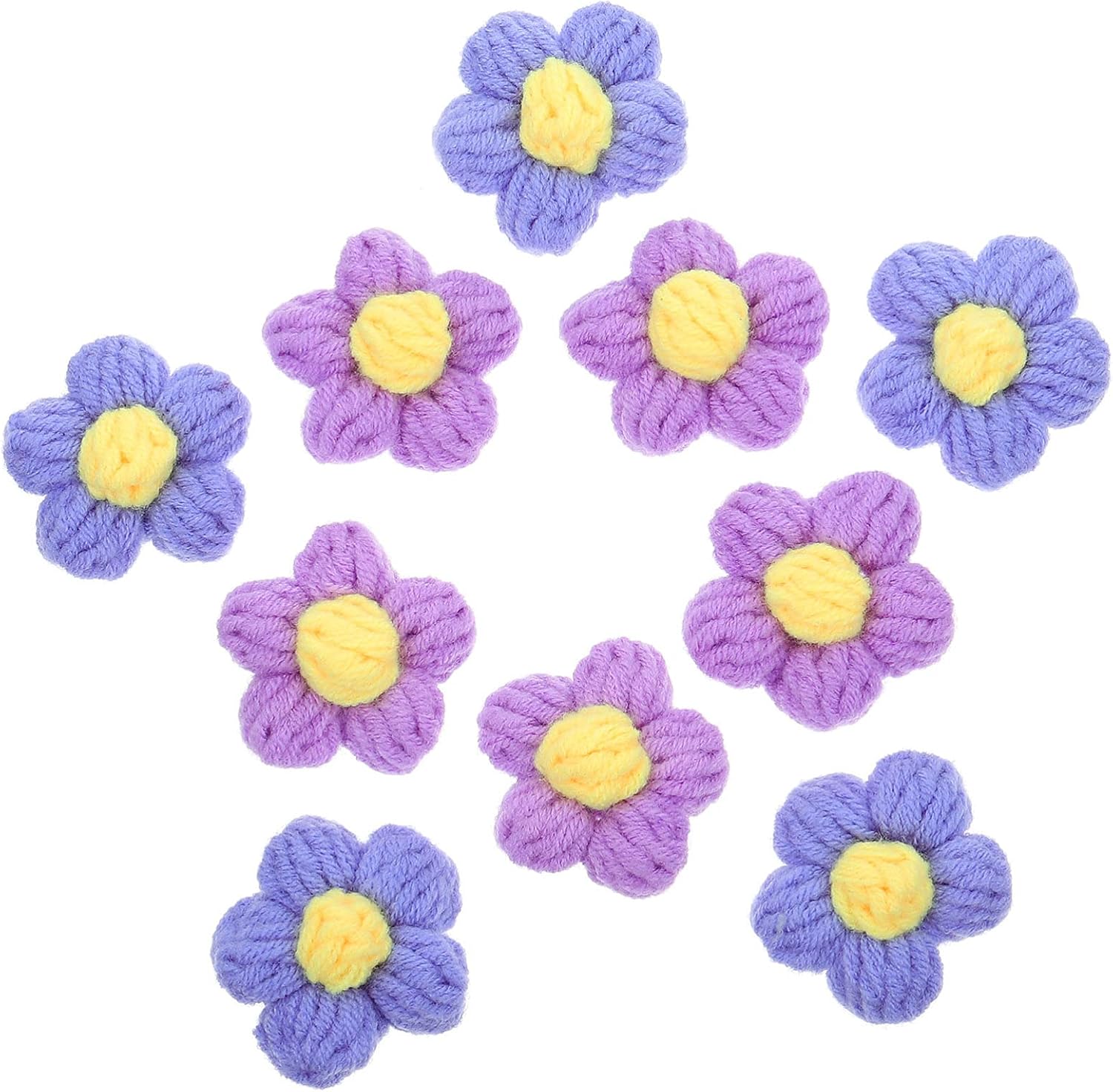EXCEART 10pcs Crochet Flowers Knitted Handmade Applique Crochet Flower Patch Embellishments DIY Hair Accessories Jewelry Making Phone Case