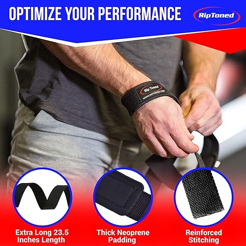 Miniatura 4 de Rip Toned Performance Wrist Straps for Weightlifting 23" Padded Lifting Straps for Men & Women Cotton Gym Straps for Deadlifts, Strength Training,