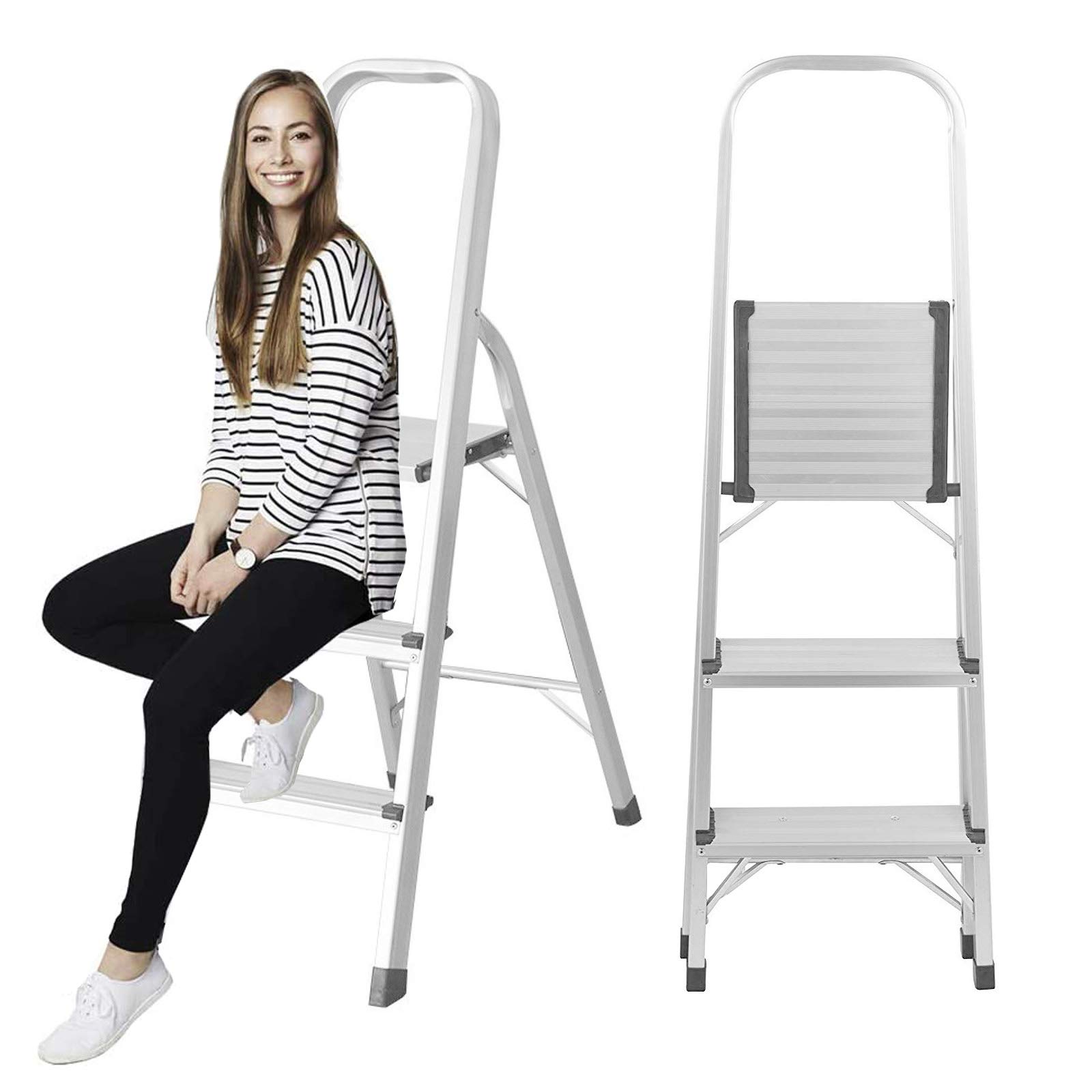 Buy Foldable 3 Tread Platform Step Ladders Stepladder Folding Ladder