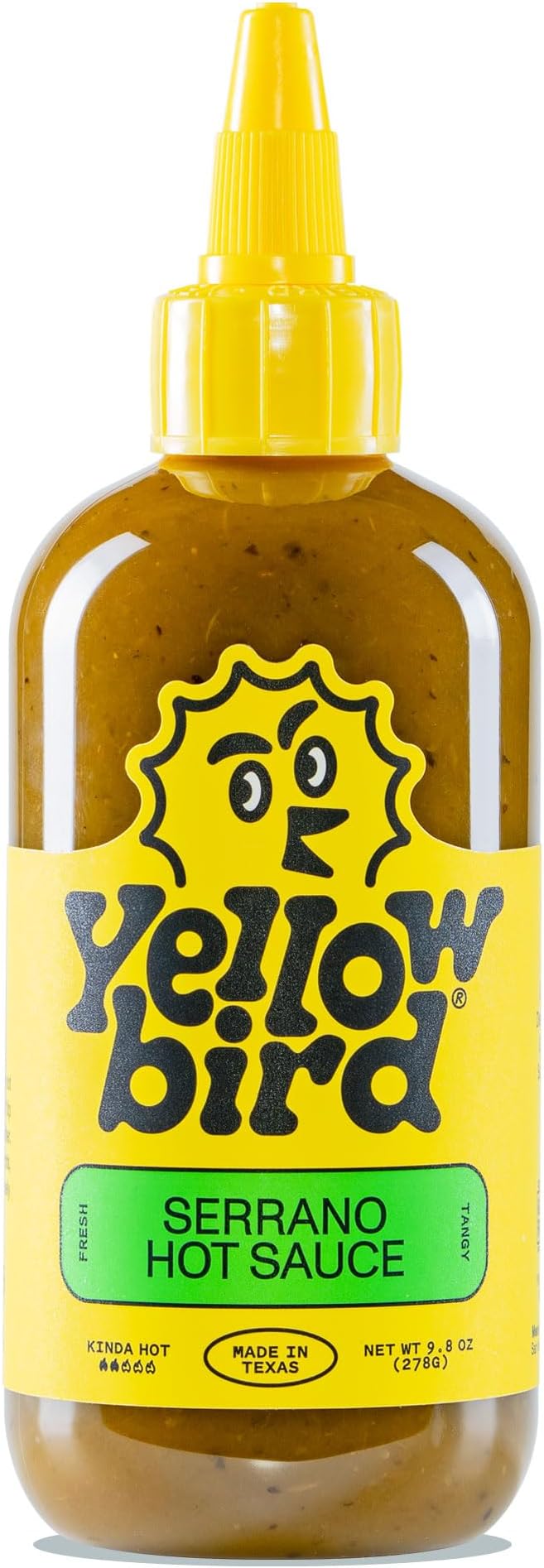 Yellowbird Classic Serrano Hot Sauce 9.8 oz. Pantry Size (Kinda Hot | 1 Bott...