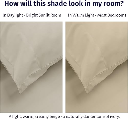 Miniatura 5 de California Design Den Juego de Sábanas de Percal de Algodón Egipcio 100% Certificado Tamaño King - Sábanas de Cama Ligeras con Bolsillos Profundos