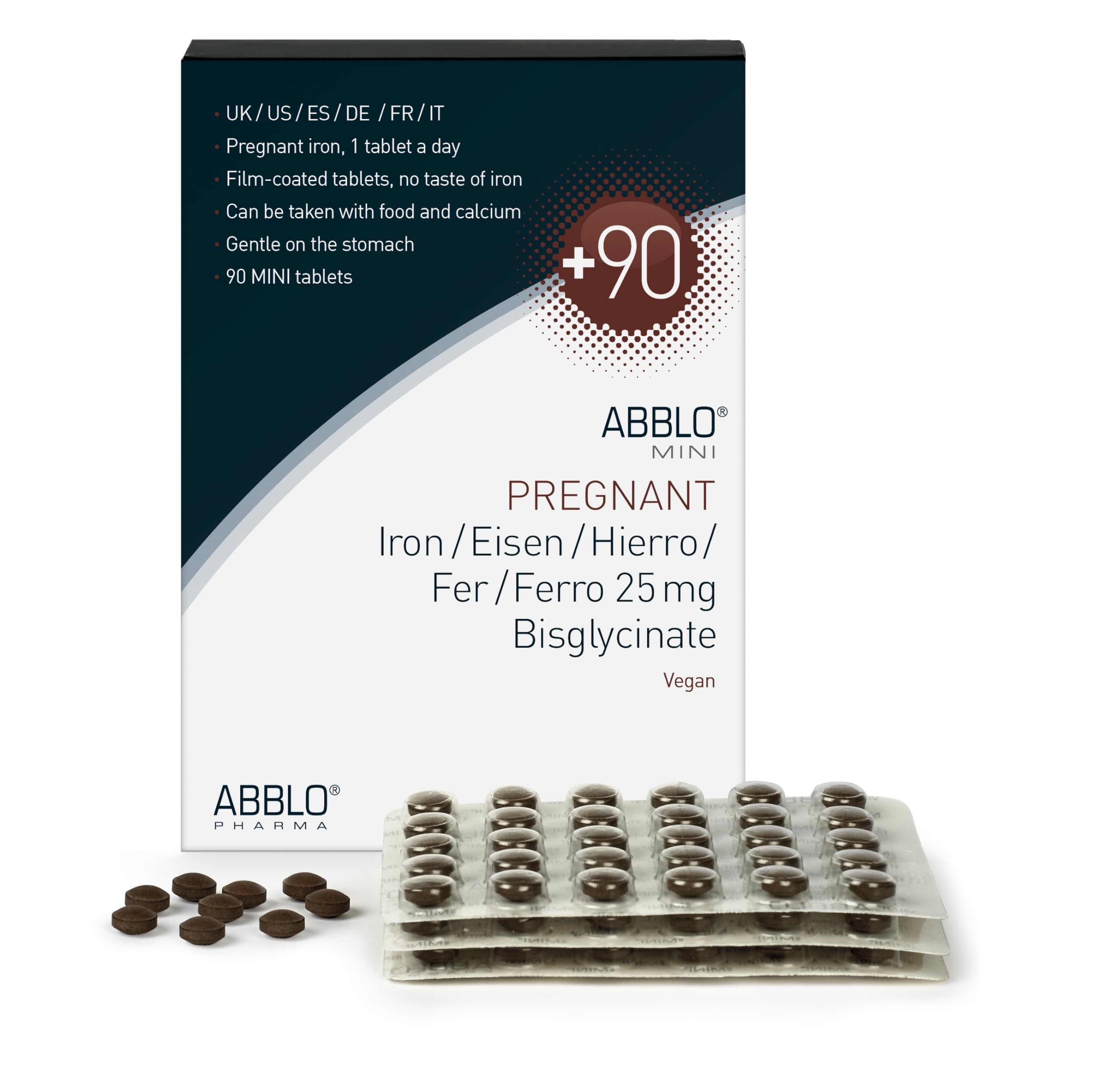 Pregnancy Iron Bisglycinate 90 Pieces, Iron Supplement for pregants and Mothers.