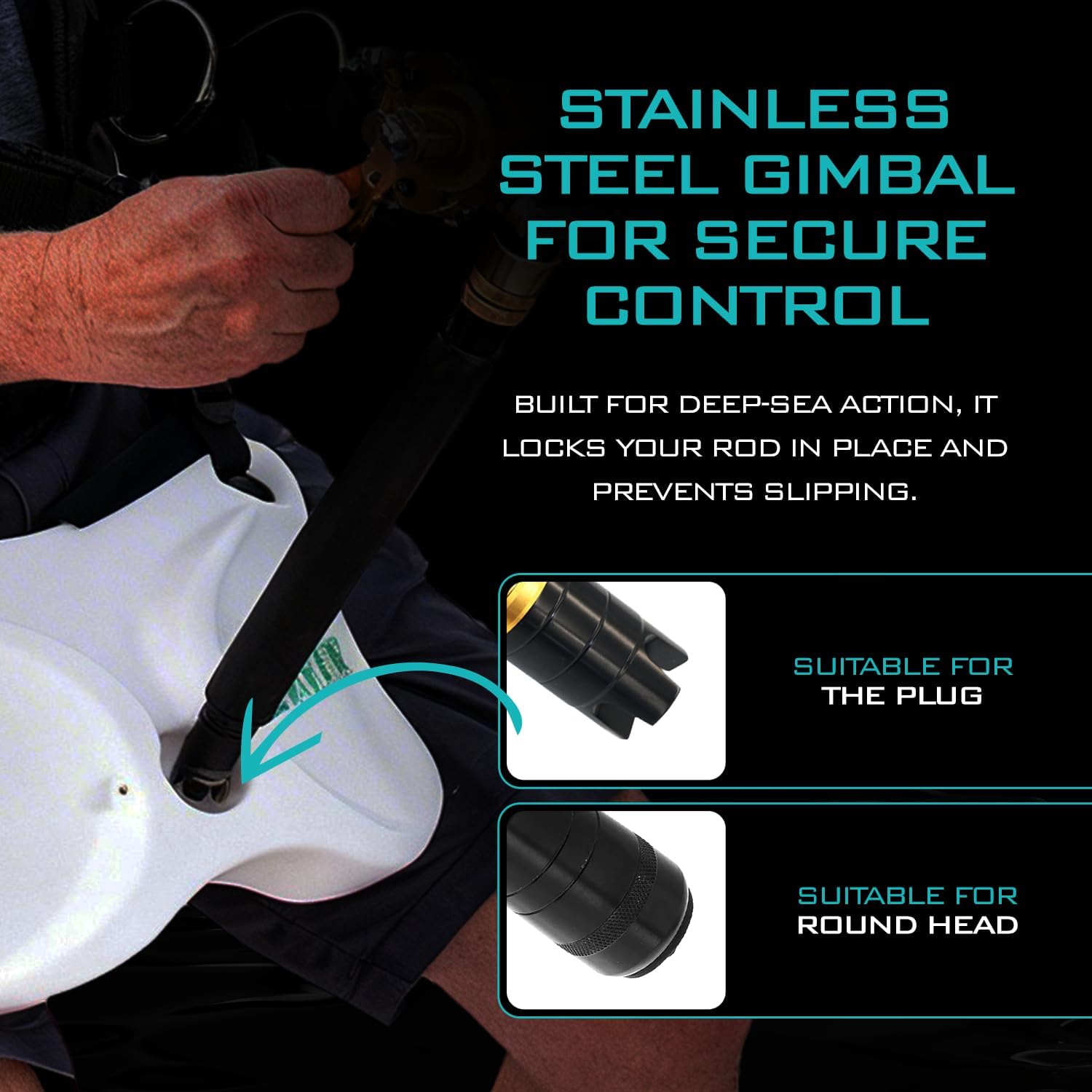 GAFFER SPORTFISHING Adjustable Fishing Belt & Shoulder Harness - Safety Buckle with Foam-Padded Straps Fish Rod Holder