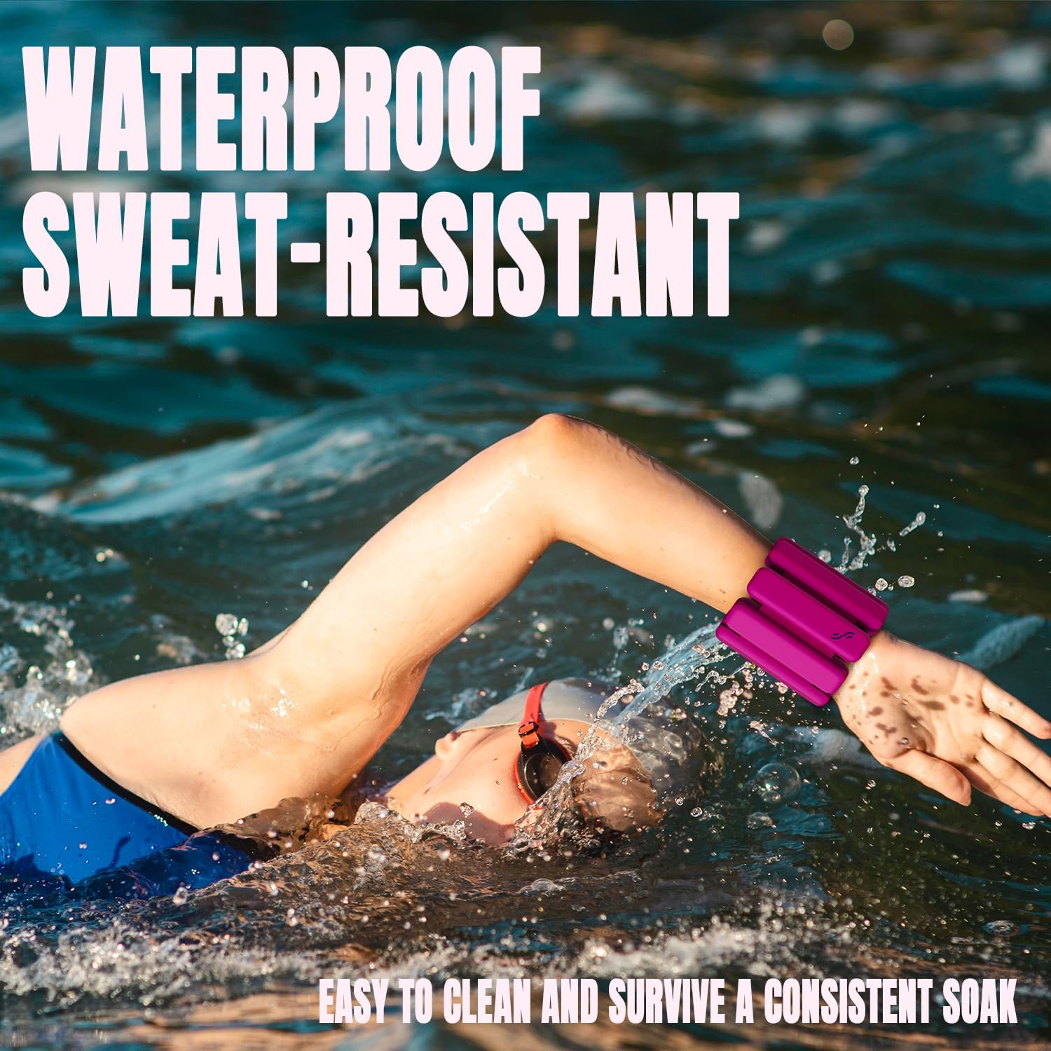 Sportneer Wrist & Ankle Weights for Women Men - 1 Pair (1 lb/2 lb Each) | Adjustable Weighted Bracelet Silicone Bangles for Yoga, Dance, Pilates, Cardio, Aerobics, Gym, Pool Exercises and Jogging