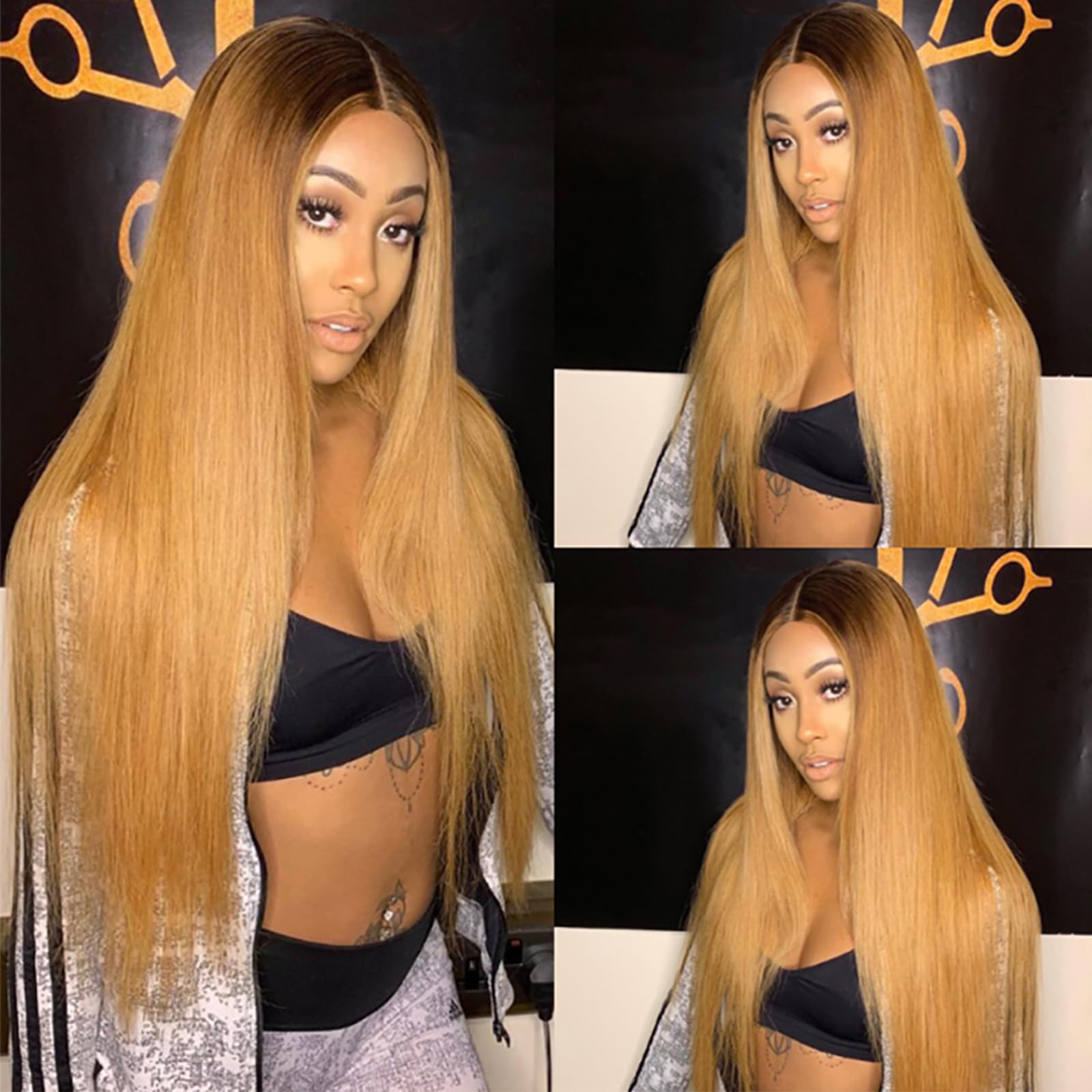 1B27 Bundle Ombre Straight Human Hair Bundles 14 16 18 zoll Two Tone Black and Honey Blonde Bundles Human Hair Ombre Blonde Bundle