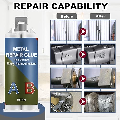 Miniatura 2 de Pegamento de metal, pegamento de reparación de metales resistente, pegamento adhesivo epoxi resistente a altas temperaturas, para metal a metal,