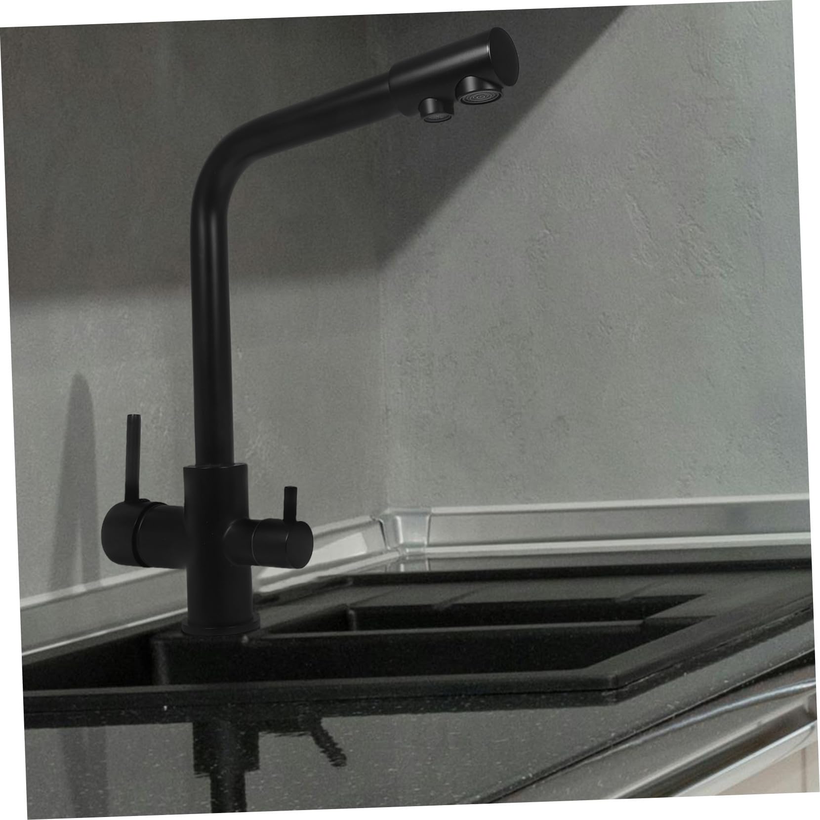Grifo para Fregadero de Cocina de Cobre con Doble Rociador Negro
