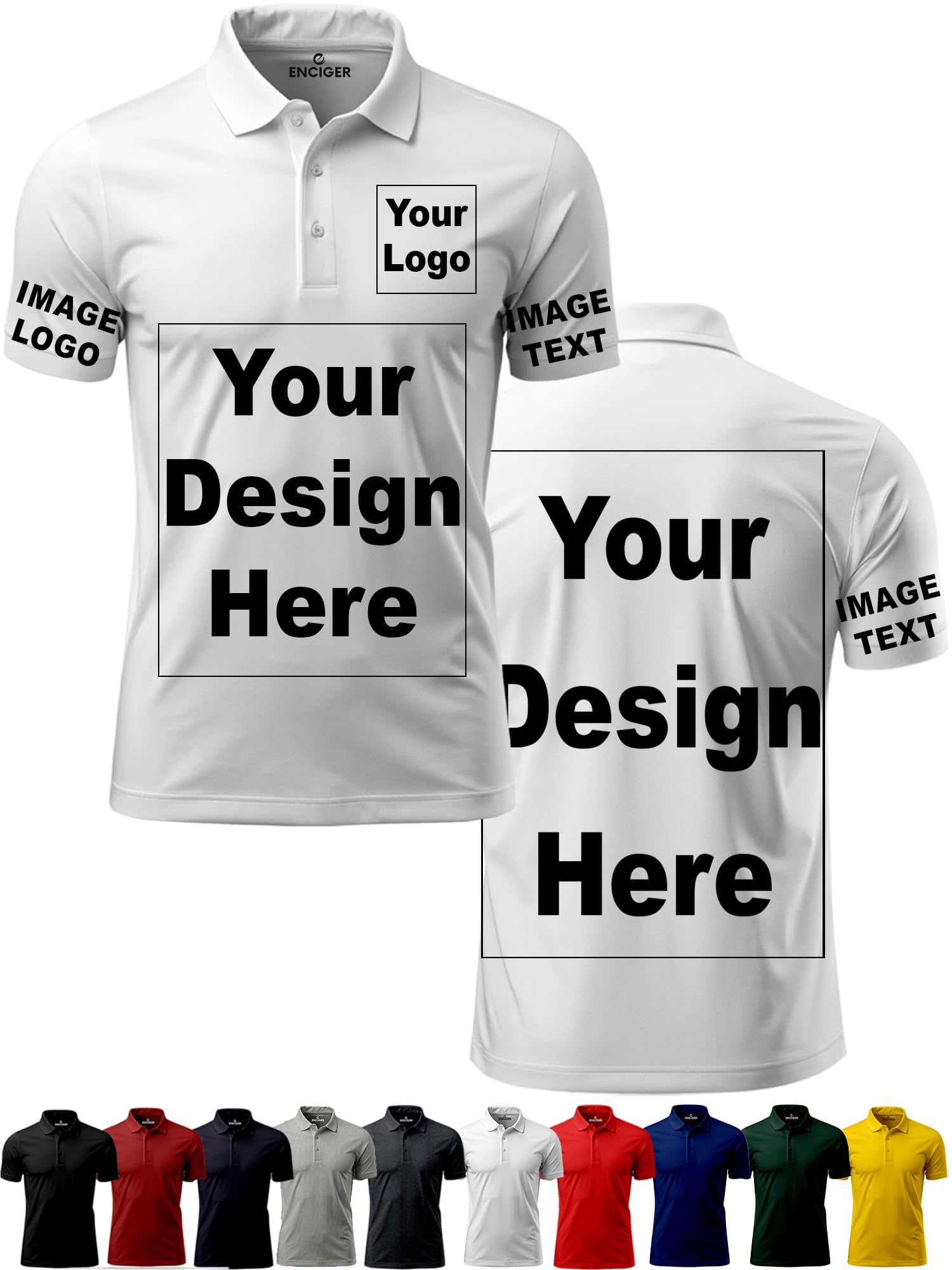 enciger Personalized Polo T-Shirt – Custom Print Photo, Text, Logo or Company Name | Half Sleeve Cotton Collar Tee for Men & Women – Design Your Own-picture-19
