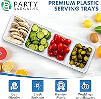 Vista 4 de Party Bargains Bandeja rectangular seccional desechable blanca (paquete de 4) de 5 x 16 pulgadas. Bandeja de plástico con 4 compartimentos