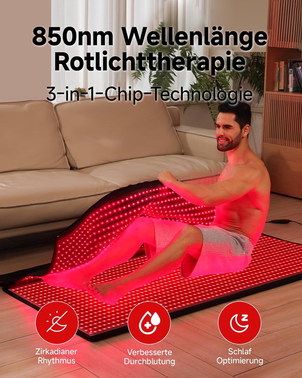 MEGELIN Bolsa de terapia de luz infrarroja roja para todo el cuerpo, manta terapia luz roja, 180 x 80 cm, 2520 LED para terapia de luz roja de cuerpo completo en casa