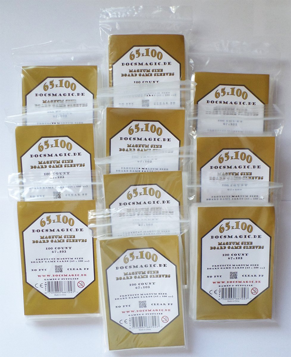 docsmagic.de 1.000 Magnum Size Board Game Sleeves - 10 Packs - 67 x 102 - Extra Large - 65 x 100 7 Wonders