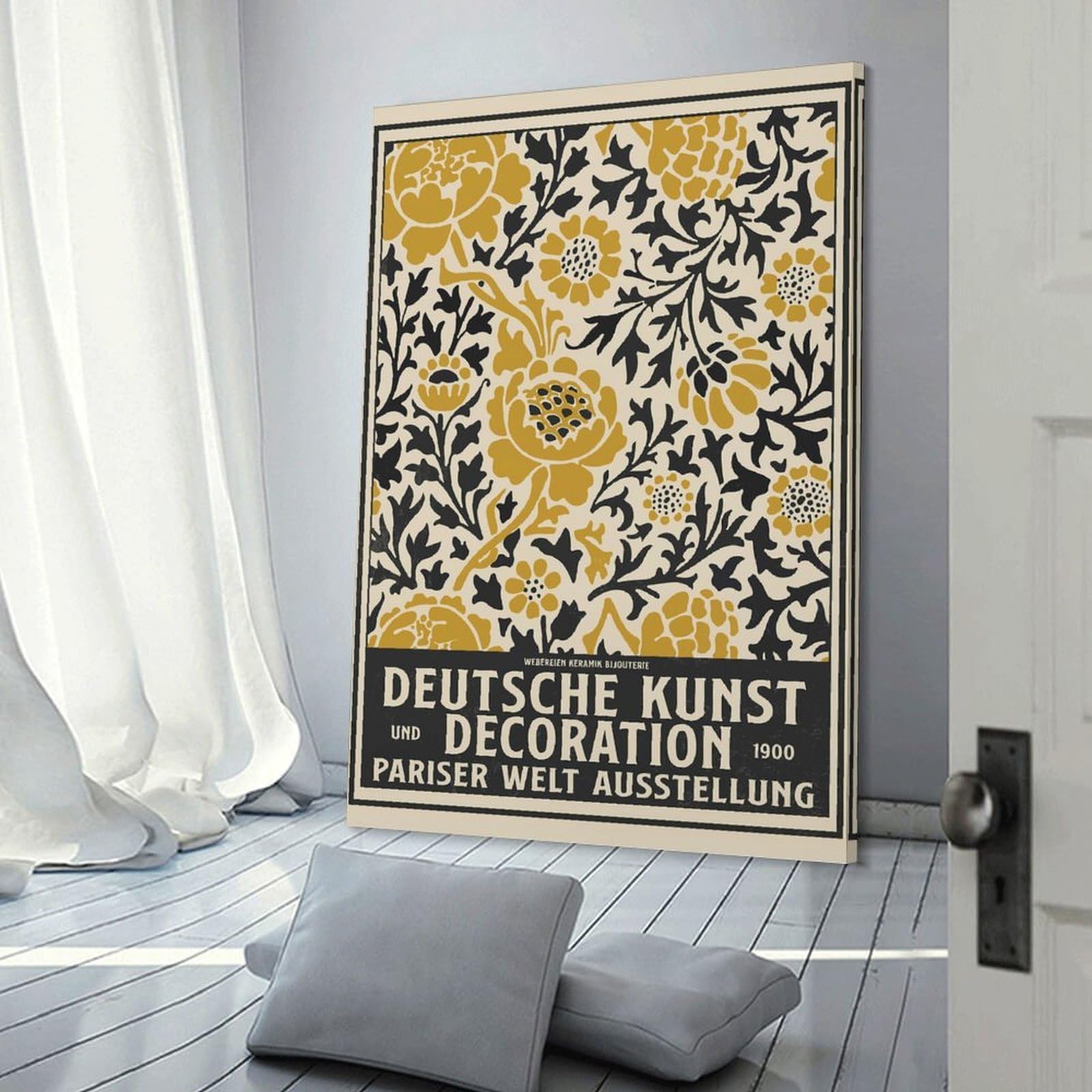 Junmoney German Art Deco Hanging Wall Art 24x36inch(60x90cm), for New Homes, Bedrooms Or Workspaces, Thoughtful Wall Decor for Art Lovers