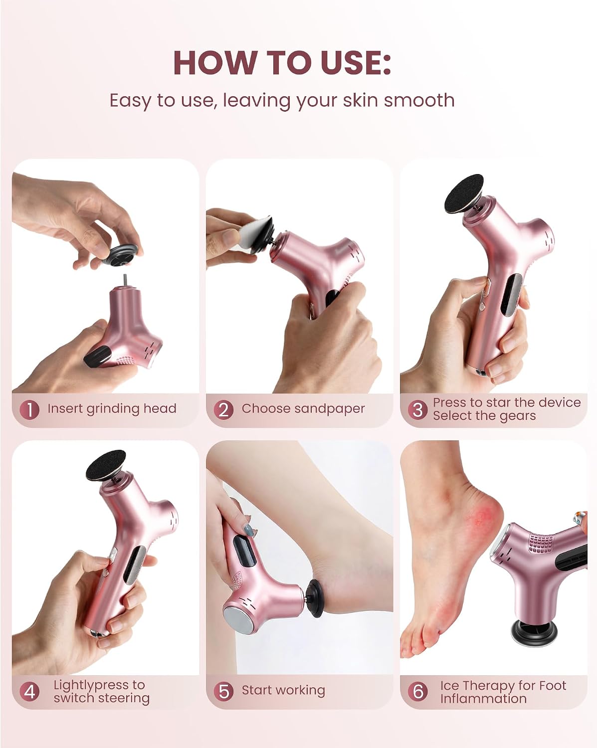 Electric Foot Callus Remover with Ice Compress, Rechargeable Foot File, Professional Pedicure Tool for Feet & Nail Care, 9 Speeds, LED Display, 50 pcs Sandpaper Discs for Dry Cracked Heels