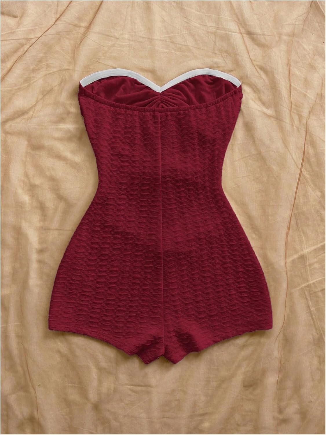 MakeMeChic Women's Summer Short Rompers Cut Out Bandeau Strapless One Piece Jumpsuits - Image 2