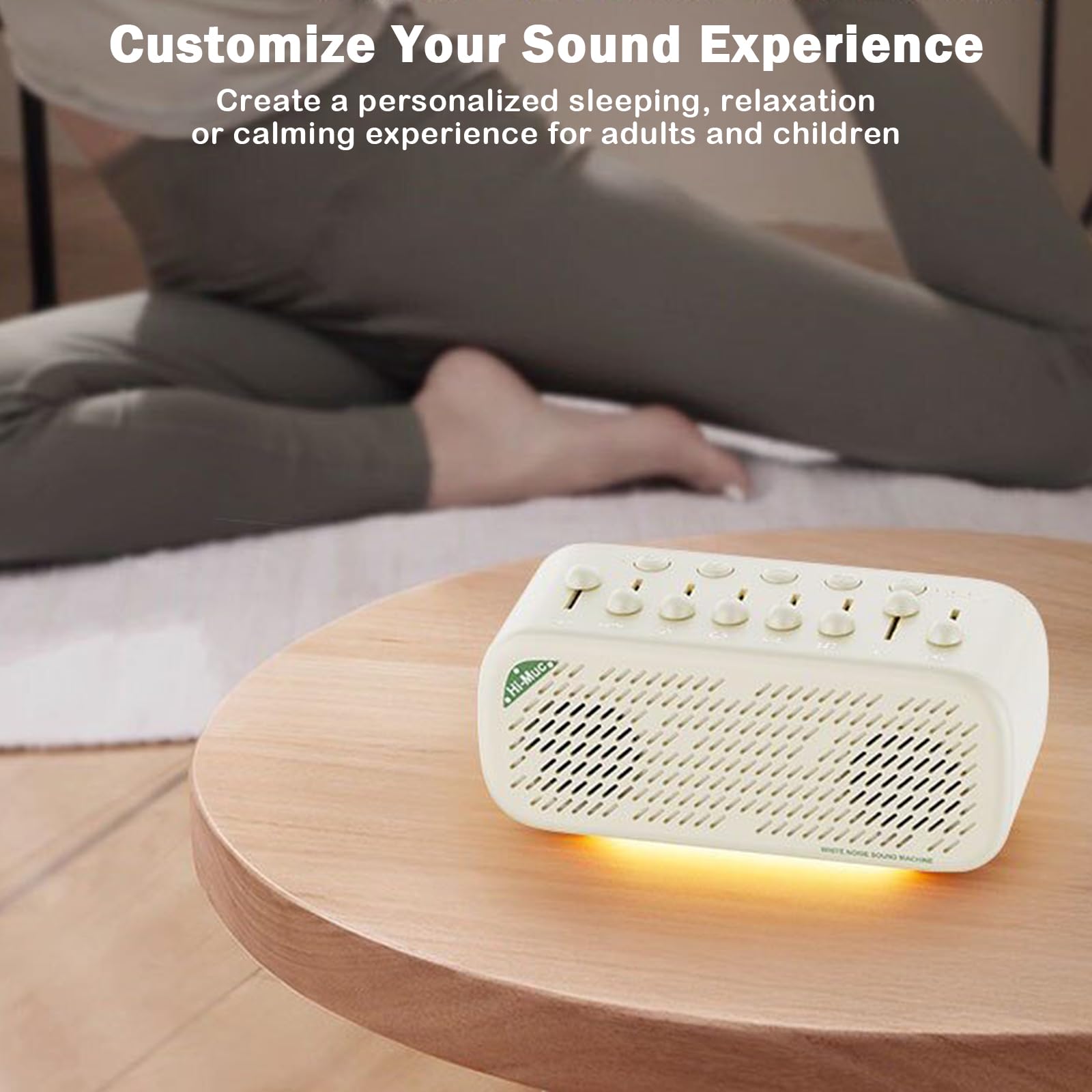 Máquina de ruido blanco, máquina de sonido portátil para dormir para bebé adulto con altavoz Bluetooth, compatible con tarjeta TF, temporizador de luz nocturna, sonido de ayuda para dormir, 8 opciones
