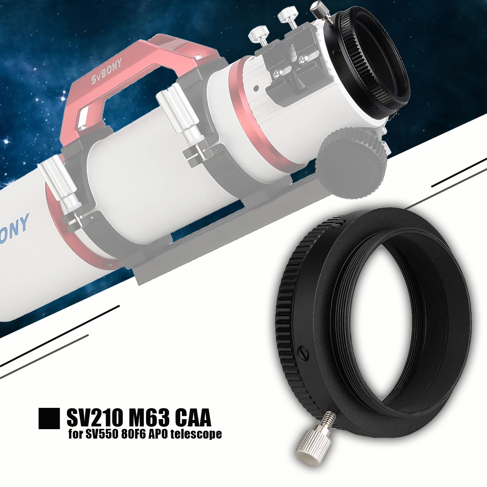 Svbony SV210 Regolatore dell'Angolo di Ripresa, Filettatura M63 CAA, Rotatore a 360 Gradi per Rotazione Visiva del Rifrattore SV550 80F6 APO