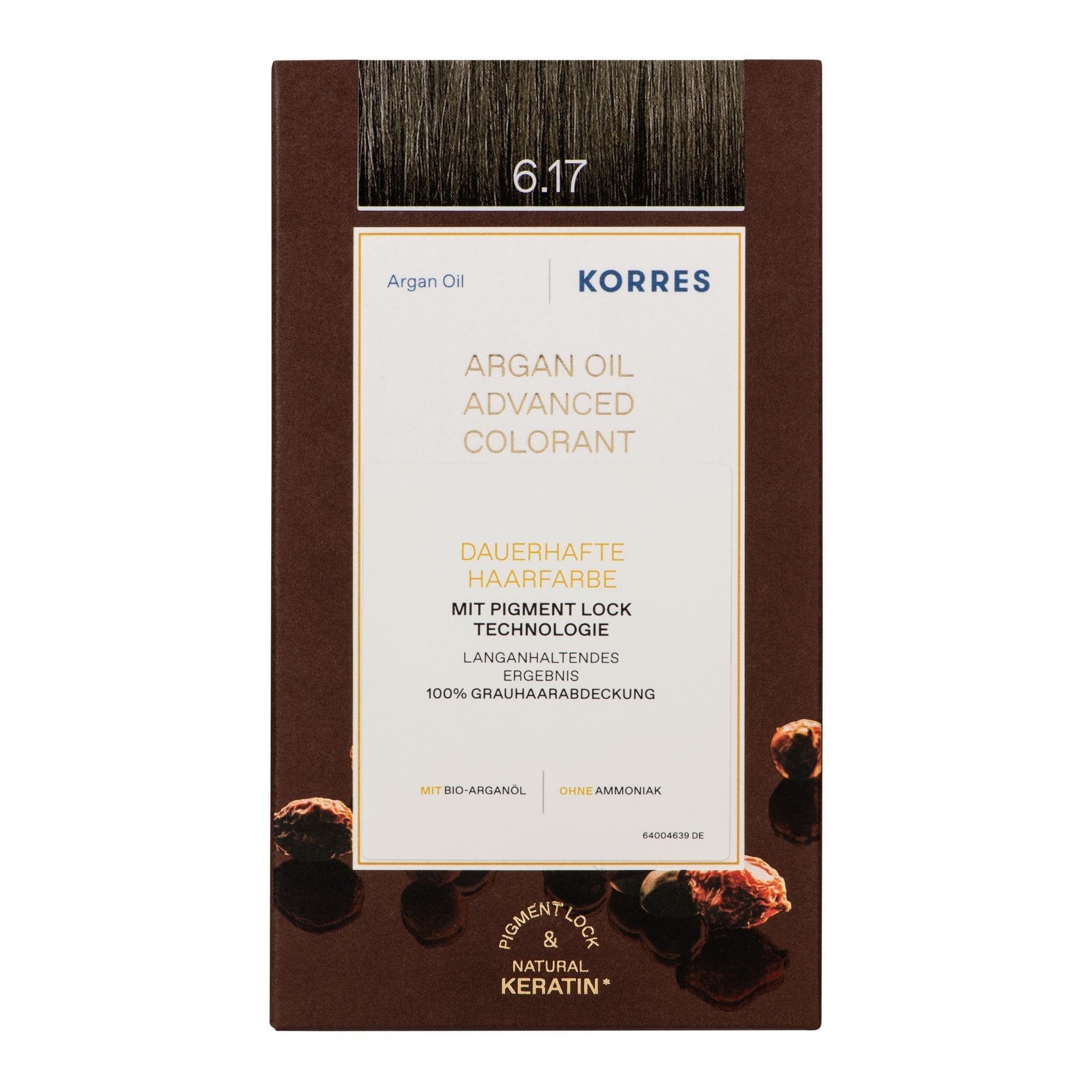 KORRES Argan Oil Colorant – ammoniakfreie Haarfarbe Dunkelblond Beige 6.17 – mit Bio-Arganöl, 100% Grauhaarabdeckung & vegan für ein langanhaltendes Farbergebnis