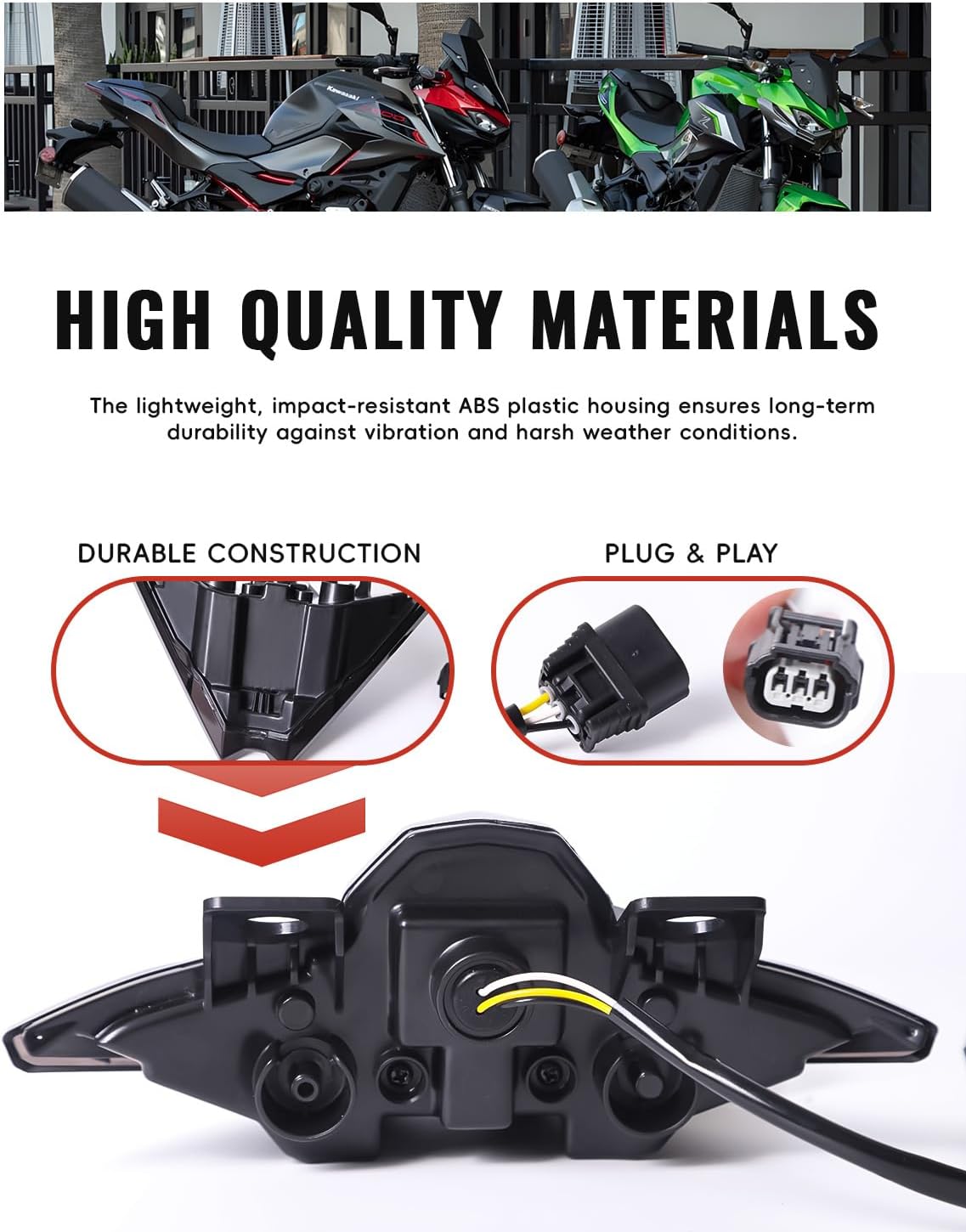 Tail Light for Ninja 500 Z500, Smoked Motocycle LED Integrated Brake Tail Light Running Light Rear Lamp for Kawasaki Ninja 500, Z500 2024 2025 Accessories