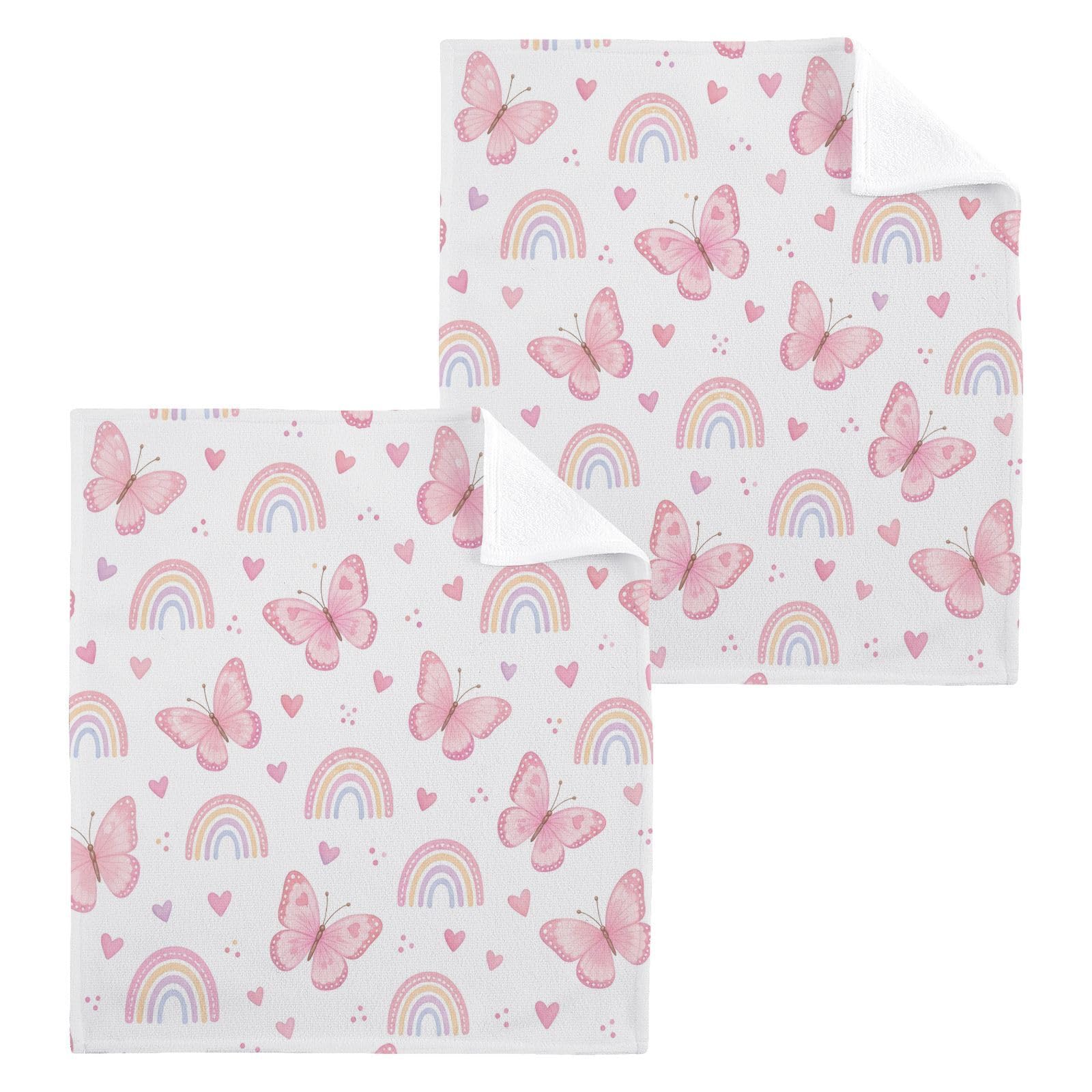 BOESI Pastel Rainbow 12x12in Cotton Washcloth,Soft Absorbent Face Towel