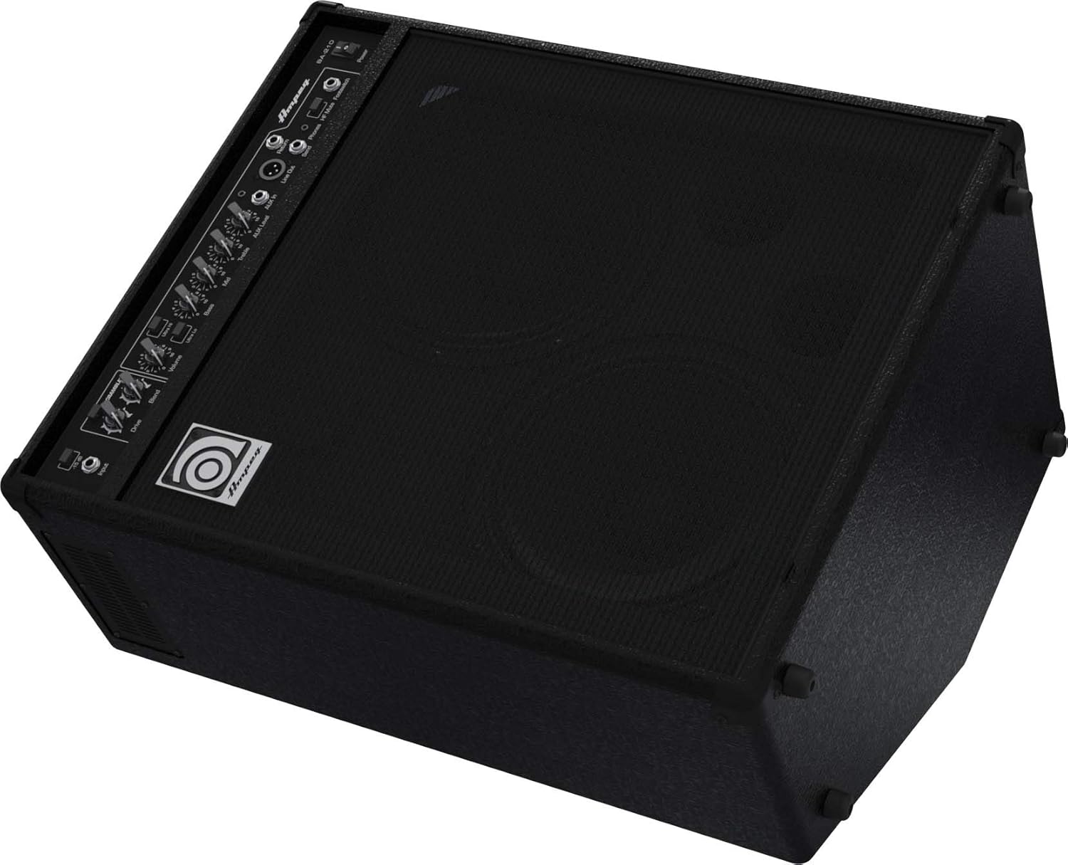 Ampeg BA-210V2 Bass Combo Amplifier shown tilted back at a 60-degree angle for monitoring.