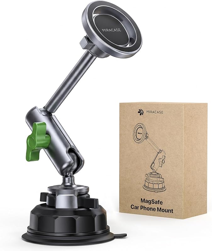 Suporte veicular magnético Miracase para celular com ventosa e braço de alumínio CNC – 1 unidade