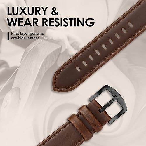 Vista 120 de Correa de cuero compatible con correas de Apple Watch de 1.811 in, 1.772 in, 1.732 in, 1.654 in (Serie 1/2/3) para hombres y mujeres, correa de Azul