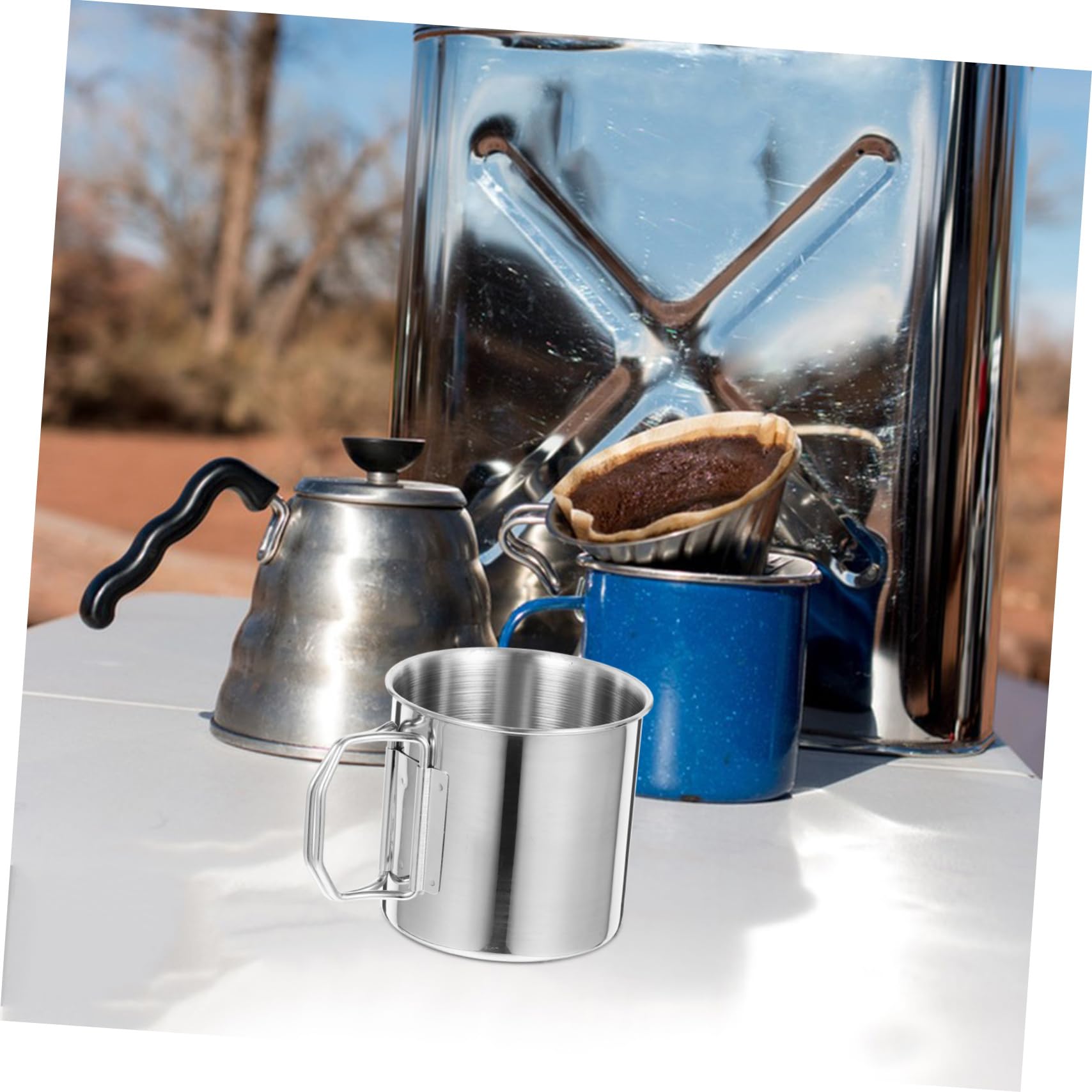 3 Ensembles Tasse De Camping Inoxydable Mug Portable Pour Boissons Pour Randonnée Activités Plein Air 2 Pièces * 3