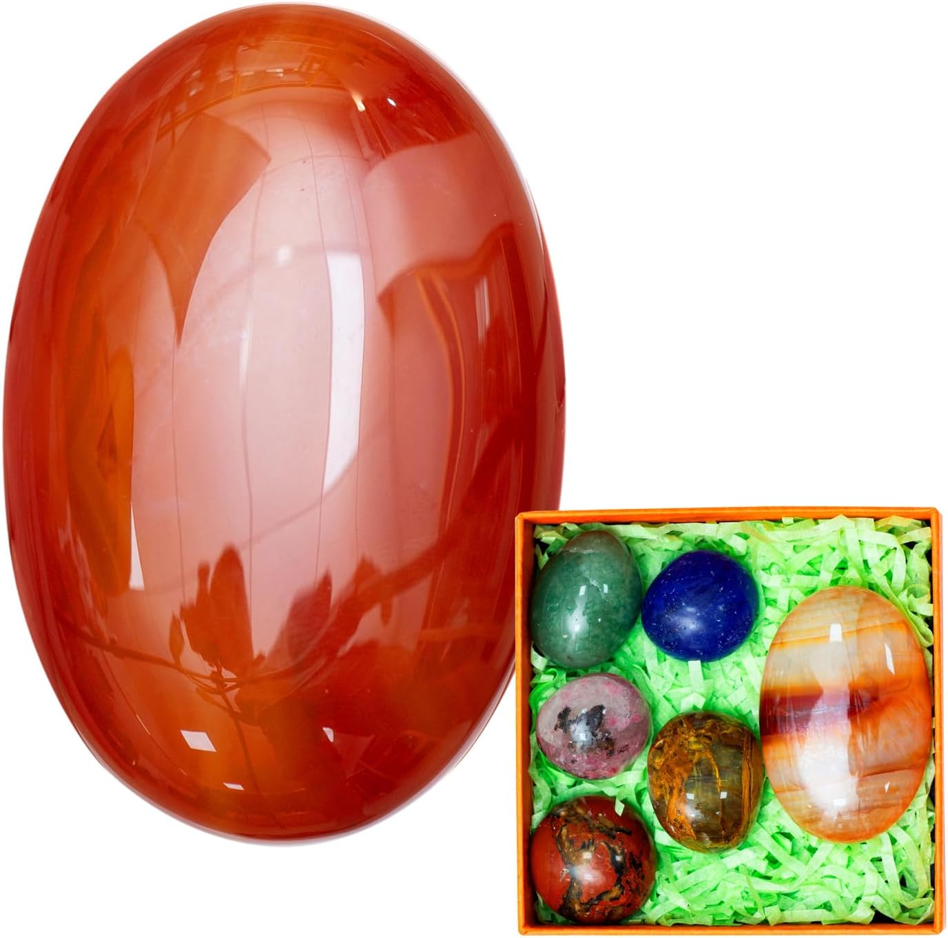 Crystal Carnelian Palm Stone for Anxiety,STINO Natural Polished Healing Stone Set with High Energy 1PC 6cm (Sardonyx)