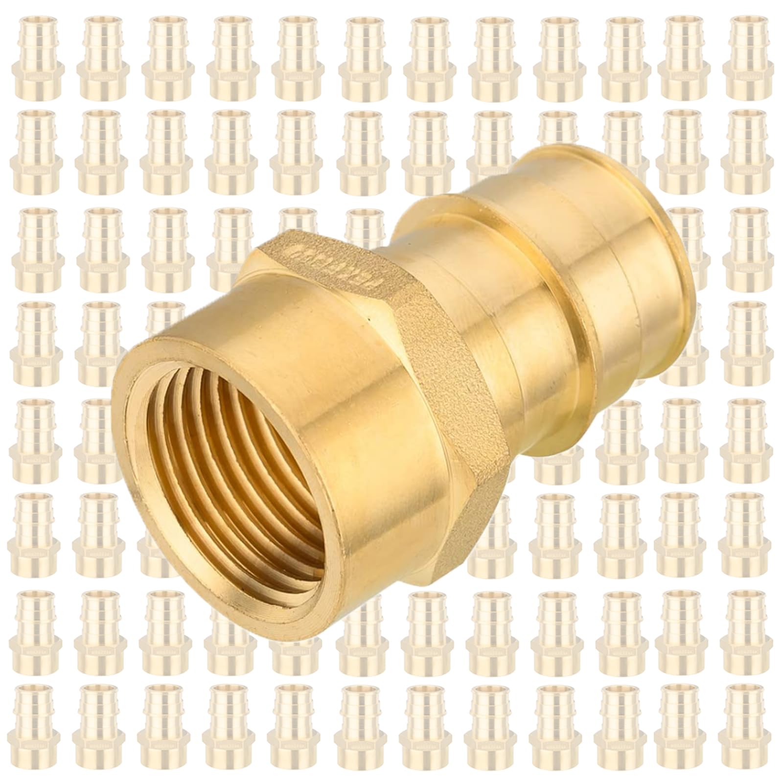 Paquete de 100 Accesorios PEX-A, 1 Pulgada PEX x 3/4 de Pulgada NPT Hembra, Accesorios de expansión roscados Hembra de latón para tubería PEX A, ASTM F1960, Cobre (PEX1960137-100Pack)