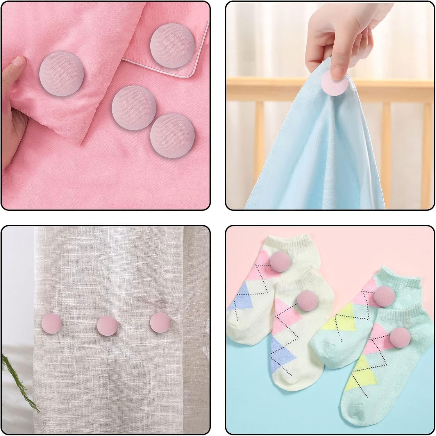 Quilt Fastener Pins Button Style Bed Sheet Holder with Plastic Cap and Steel Needle (4, Pink) 2