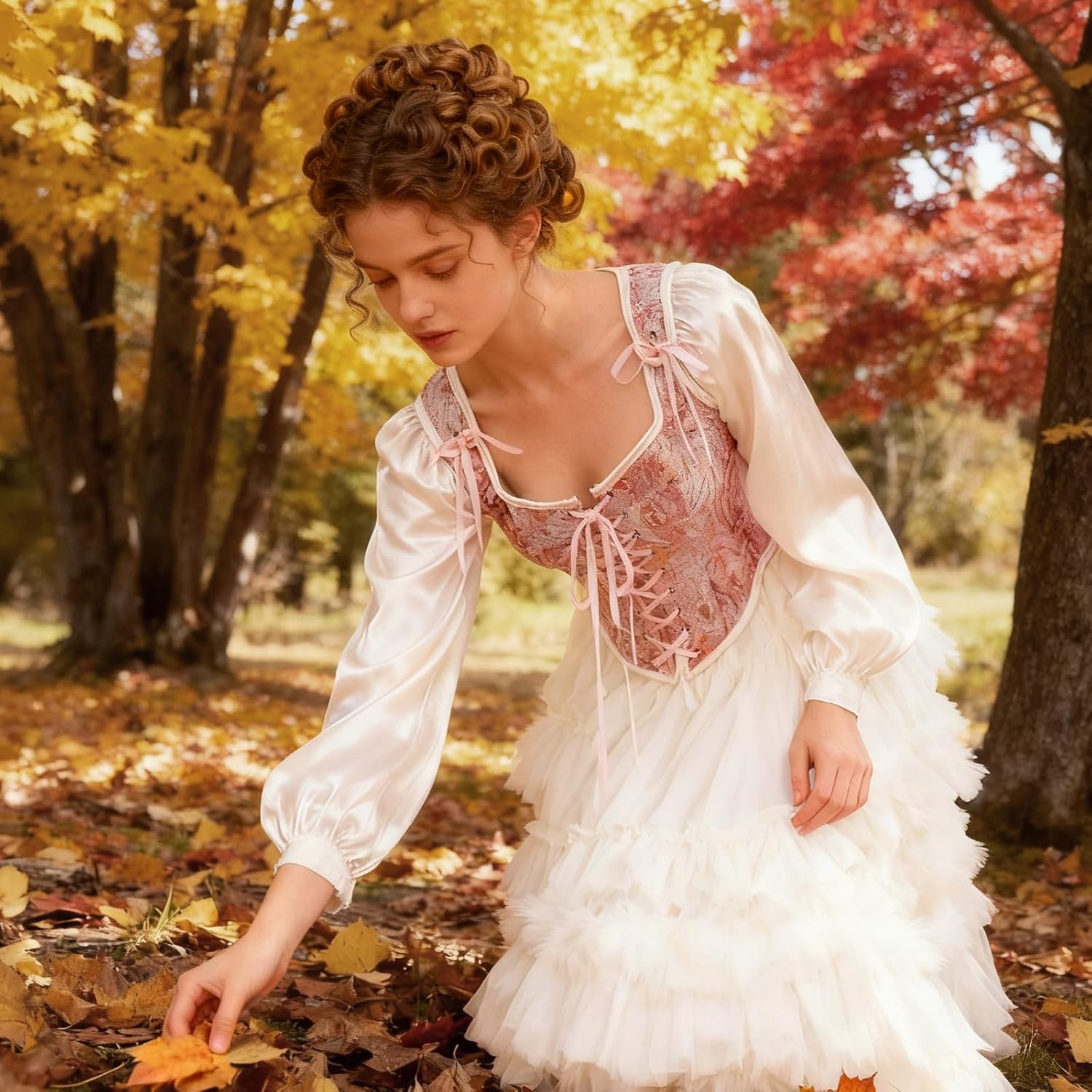 Emprier Corset Tops for Women, Floral Renaissance Corsets, Cottagecore Vest, Overbust Boned Bustier Bodice - Image 7