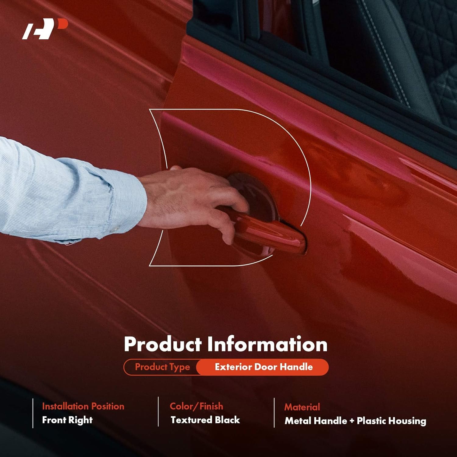 A-Premium Front Passenger Exterior Door Handle - Upgraded Metal Handle - Compatible with Toyota Tacoma 1995-2004 - Textured Black, w/Keyhole - Replace TO1311117, 69210-35020