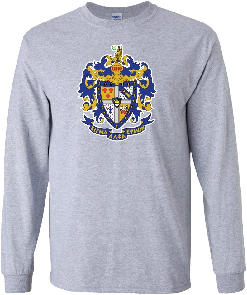 Sigma Alpha Epsilon Long Sleeve T-Shirt Coat of Arms Design (XXLarge, Sport Gray)