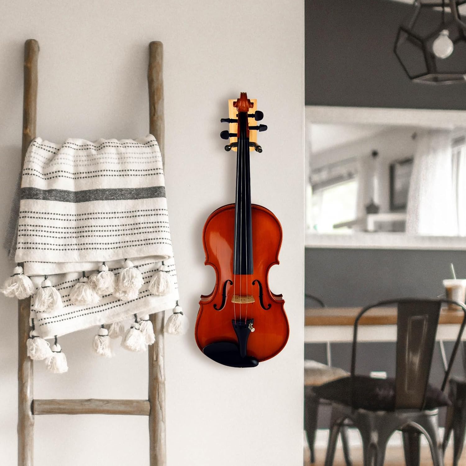 MAGICLULU Wall Mount Violin Hanger Made of Wood and Iron with Bow Hook for Instrument Protection and Safety Suitable for Variety of Settings and Music Enthusiasts and Music Enthusiasts image 5