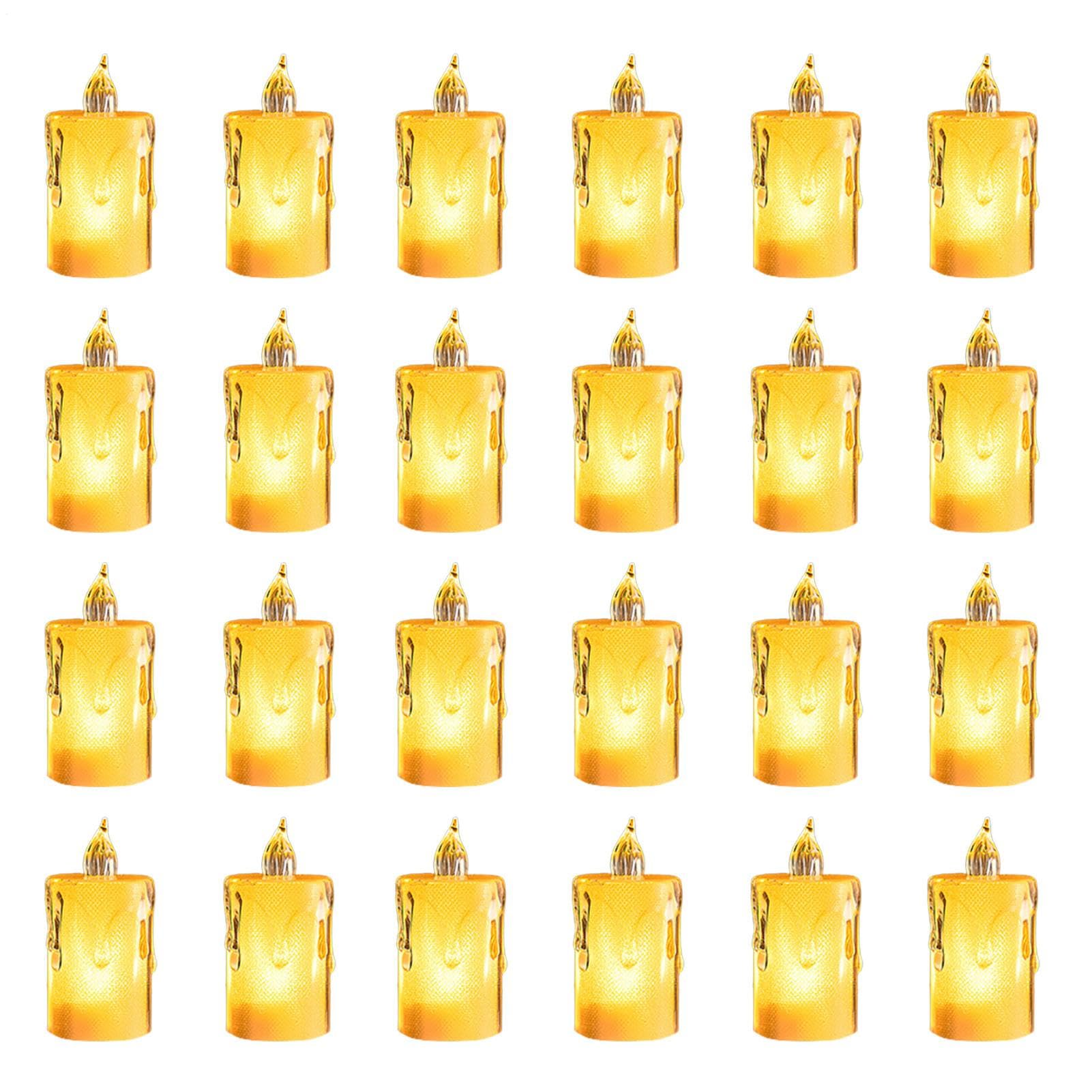 Lot de 24 bougies chauffe-plat LED sans flamme, coque en, lumière chaude