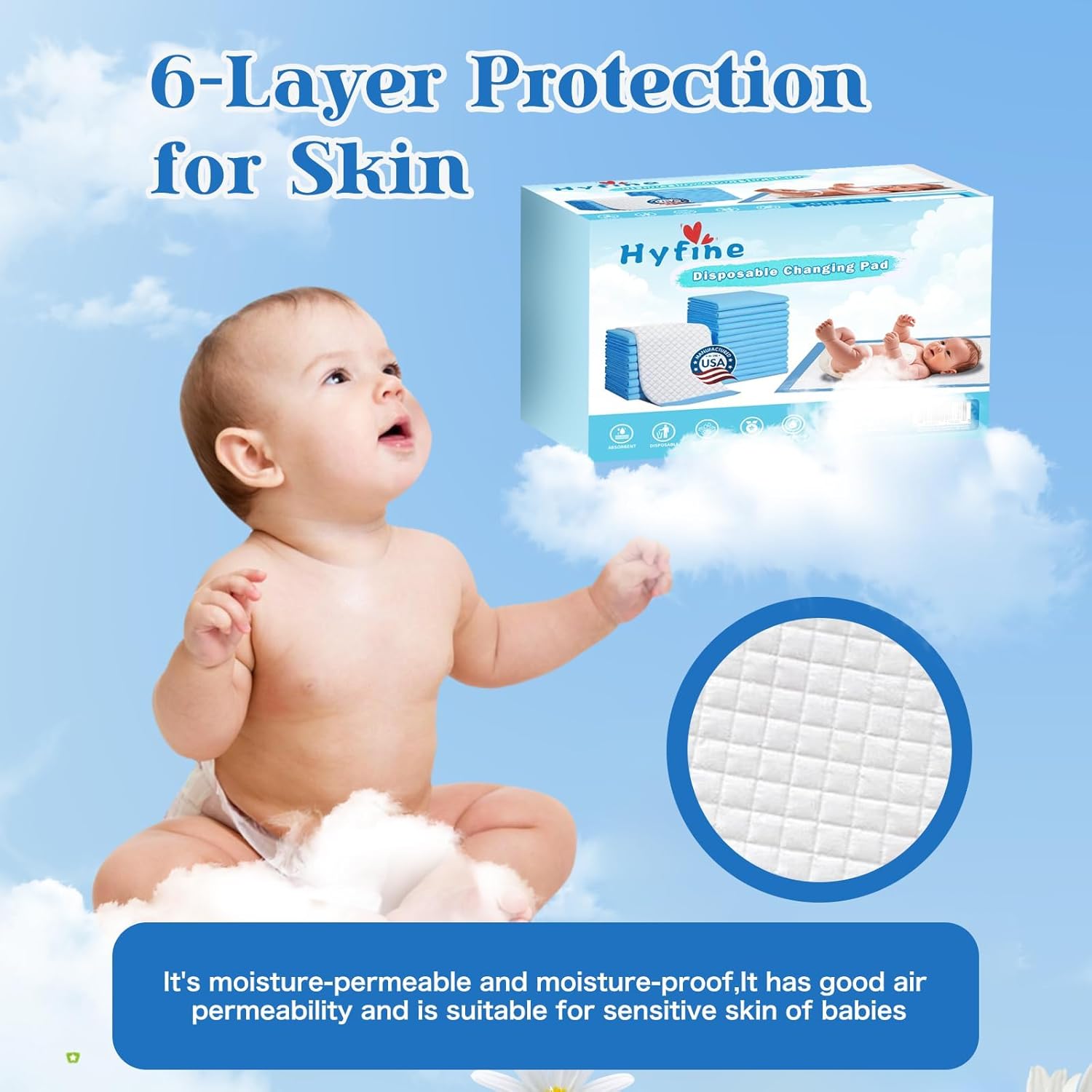 200 Pack Disposable Changing Pad, Waterproof Baby Disposable Underpads, Super Soft, Ultra Absorbent Diaper Changing Liners Baby Change Mats (13x18 inch)