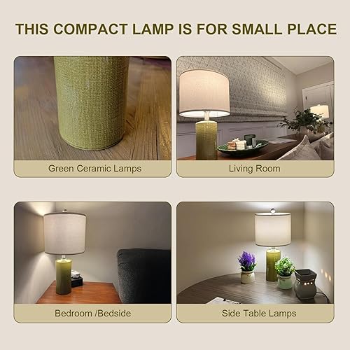 Miniatura 2 de Lámpara de mesa individual pequeña de 20.25 pulgadas para dormitorio, moderna lámpara de mesita de noche de cerámica, lámpara de noche de granja,