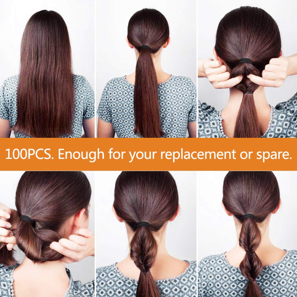 AKOAK – 2 Elastici Per Capelli Neri Con Perle E Fiocco, Morbidi E Resistenti, Per Coda Di Cavallo, Accessori Moda Per Donne E Ragazze, Regalo Idea