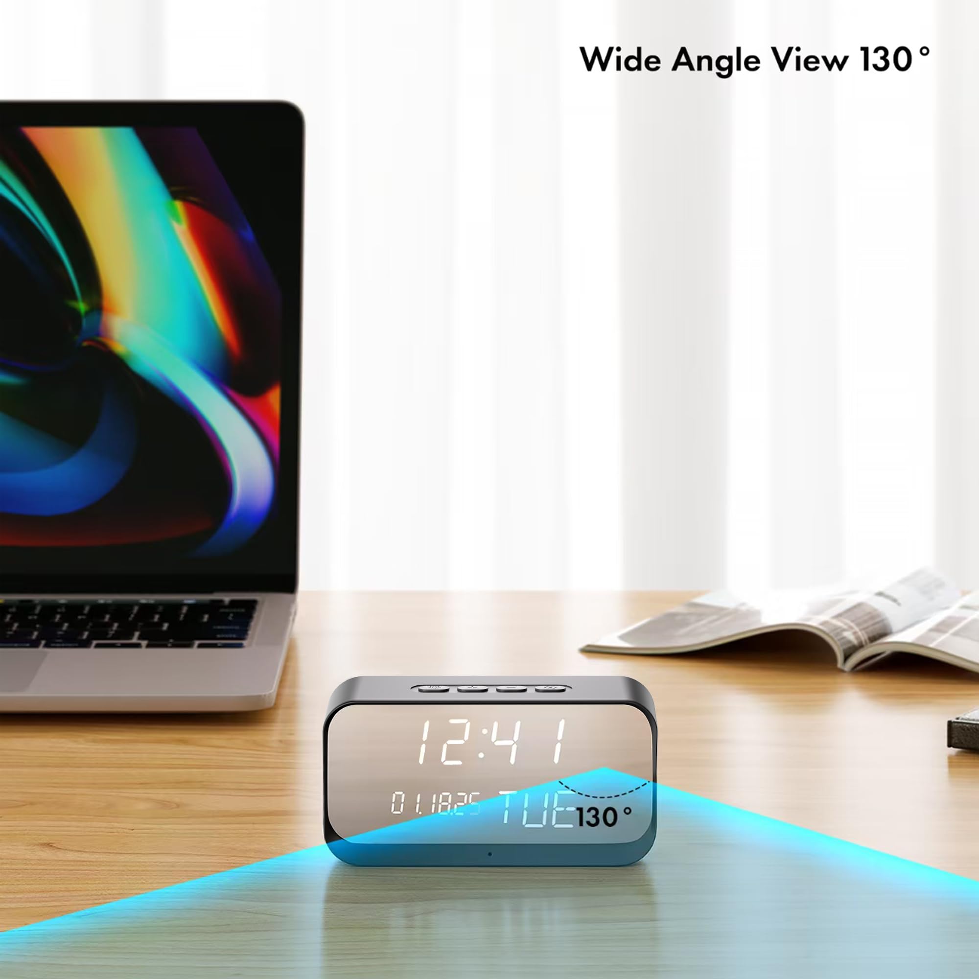 Caméra horloge – Caméra WiFi Nanny avec vidéo HD 1080p, détection de mouvement AI, vision nocturne claire, WiFi double bande, connectivité Bluetooth, stockage local et cloud, caméra