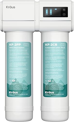 KRAUS Purita FS-1001 - Sistema de filtración de agua de 2 etapas para debajo del fregadero con monitor de pantalla digital, FS-1001