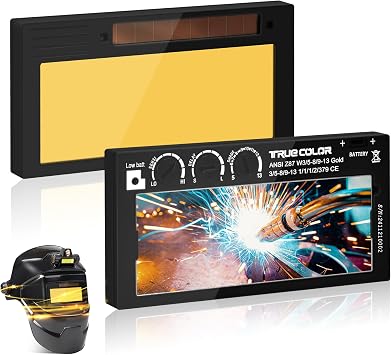 Shade 5-13 | 2x4 Auto Darkening Welding Lens | True Color Technology | Solar Charging Welding Lens with Blue Puddle Technology | 2x4 Welding Lens Replacement for Standard Welding Hoods/Welding Helmets