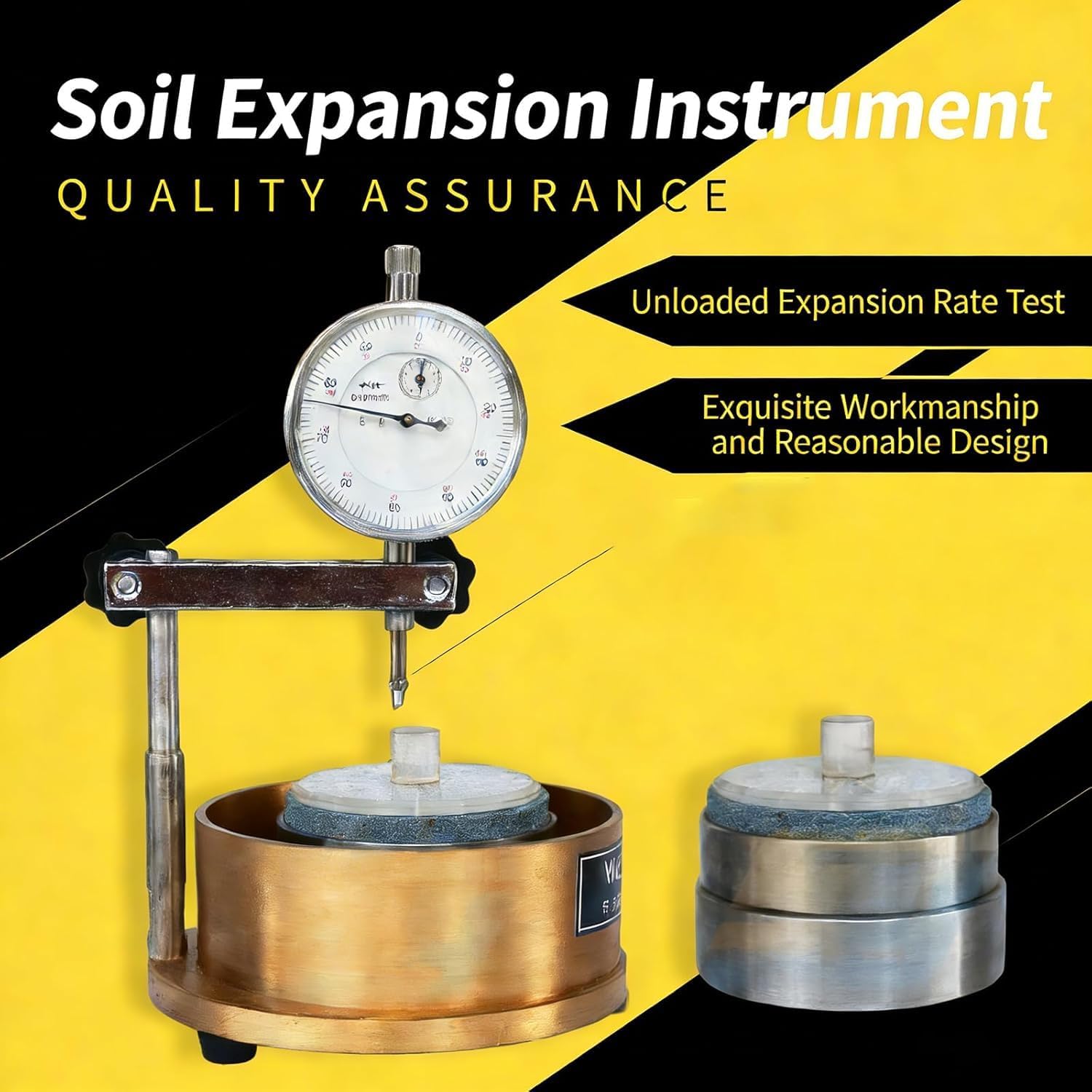 Soil Measuring Cup Stirrer, Soil Free Swelling Rate Tester, Cutting Ring Diameter 61.8mm, Height 20mm, 0.01 Mm Tolerance, for Plants Gardening, Lawn, Farm