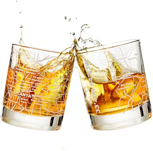 Miniatura 18 de Greenline Goods Vasos de Whisky - Juego de Regalo de Vaso Tumbler de 10 Oz para Amantes de Denver, Grabados con Mapa de Denver Vaso Old Fashioned
