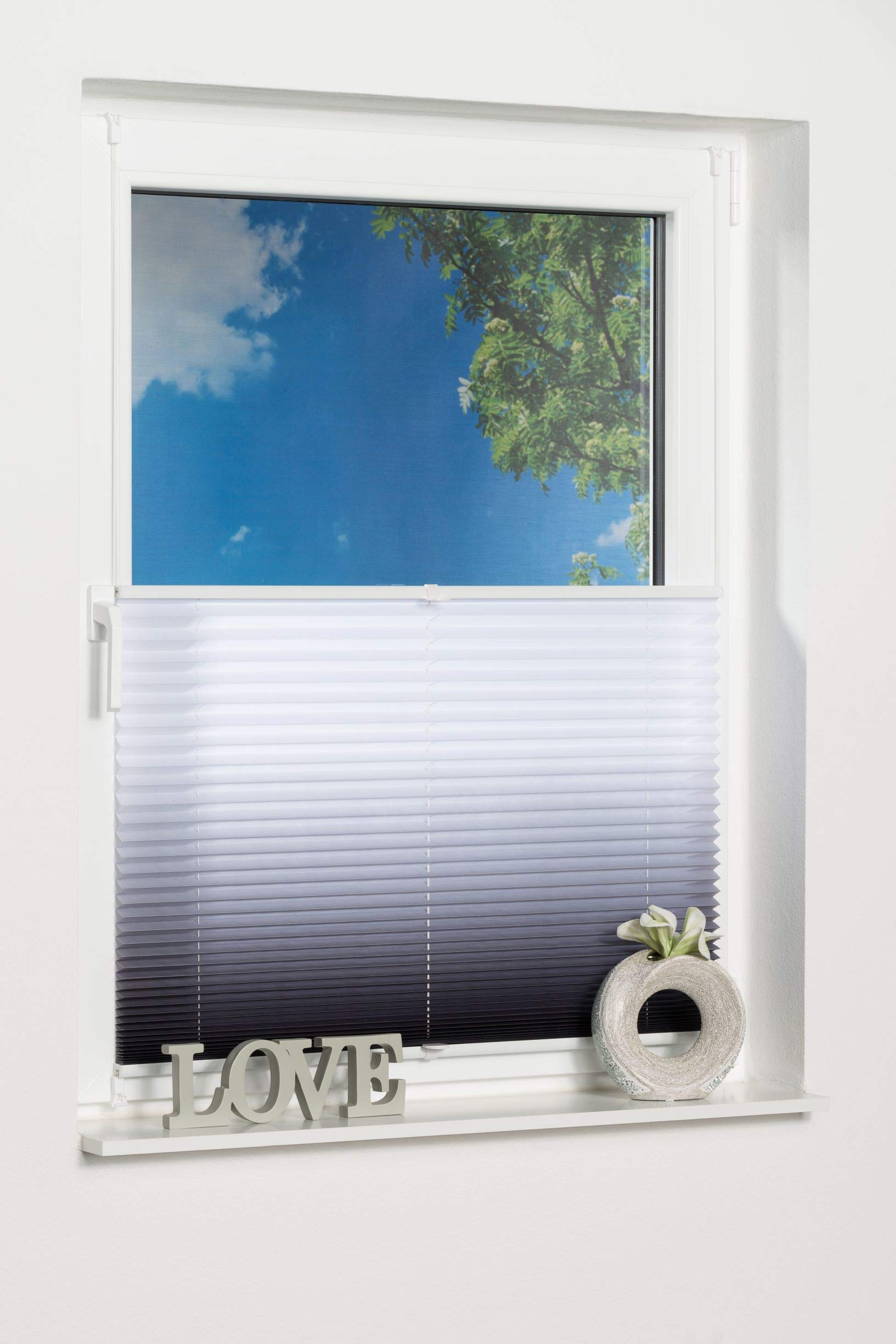 Khome K-home Klemmfix-Plissee Farbverlauf Anthrazit 45cm x 210cm (B x L) – Bild 4